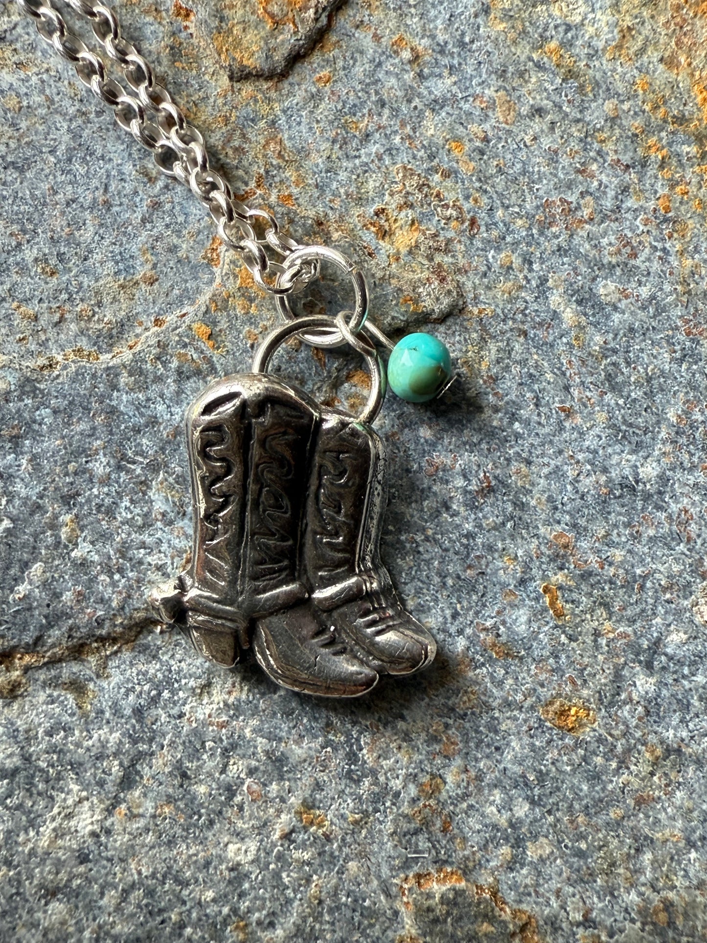 Silver Western Cowboy Boots Pendant