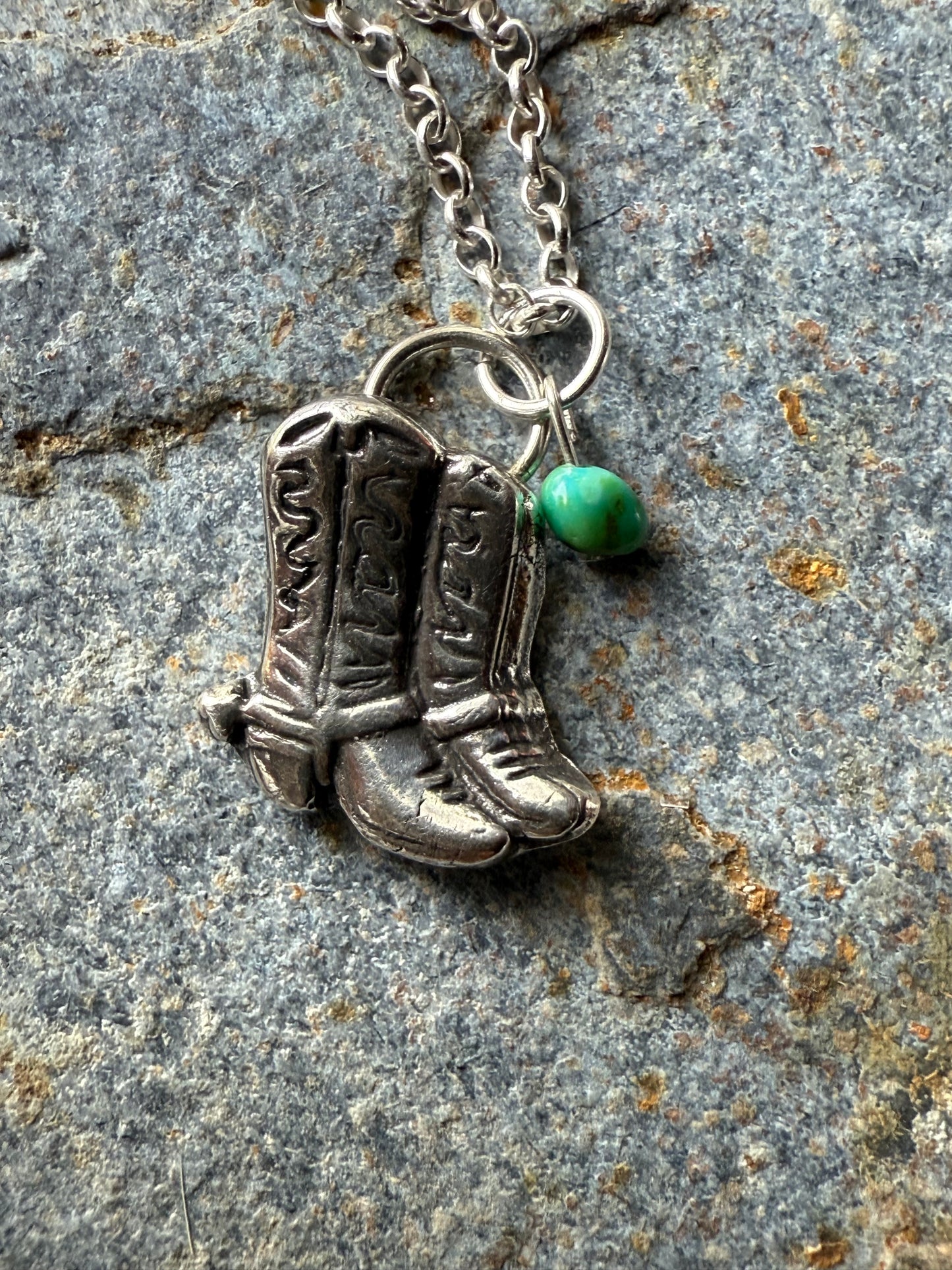 Silver Western Cowboy Boots Pendant