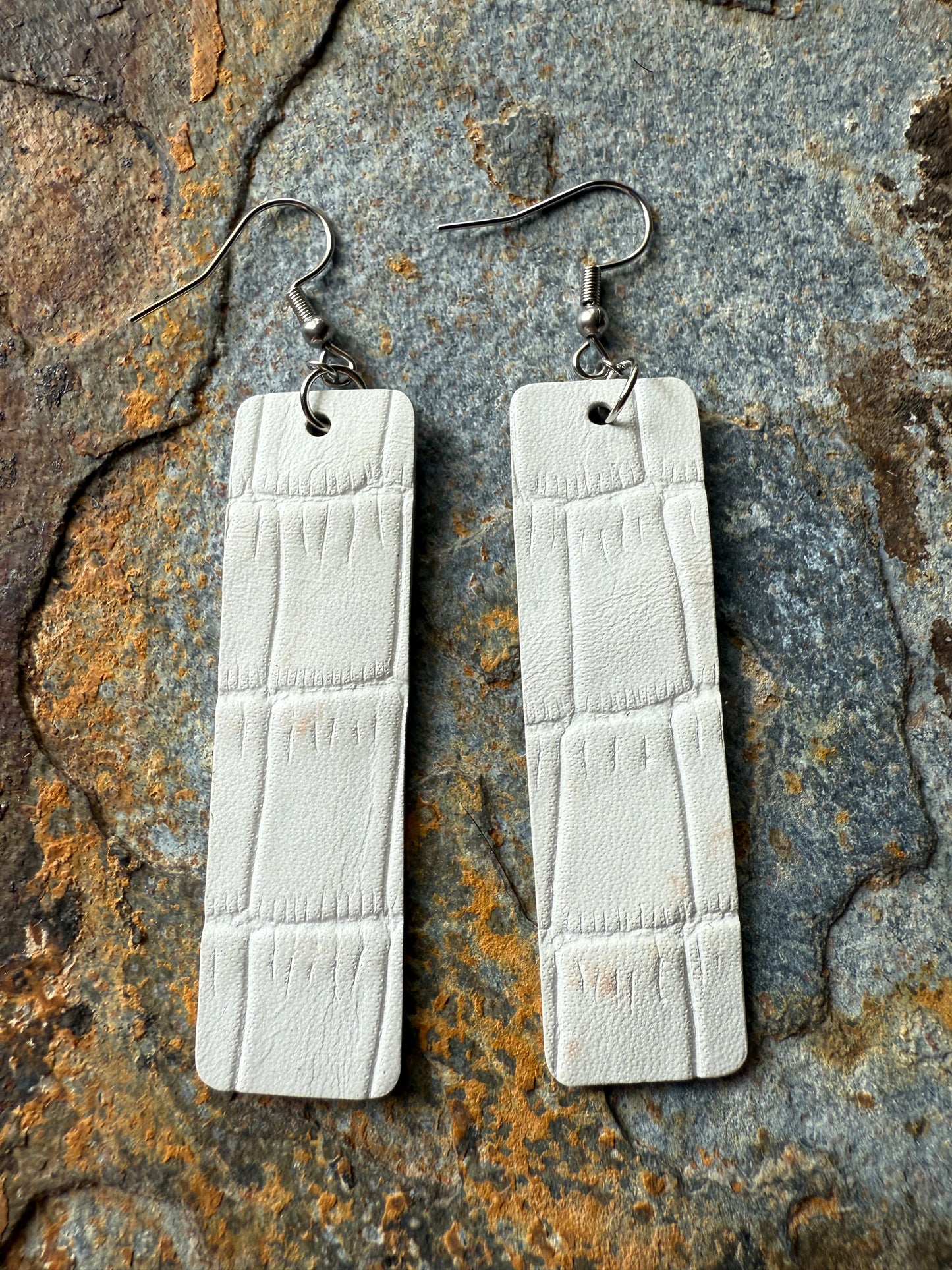 Leather Medium Bar Earrings