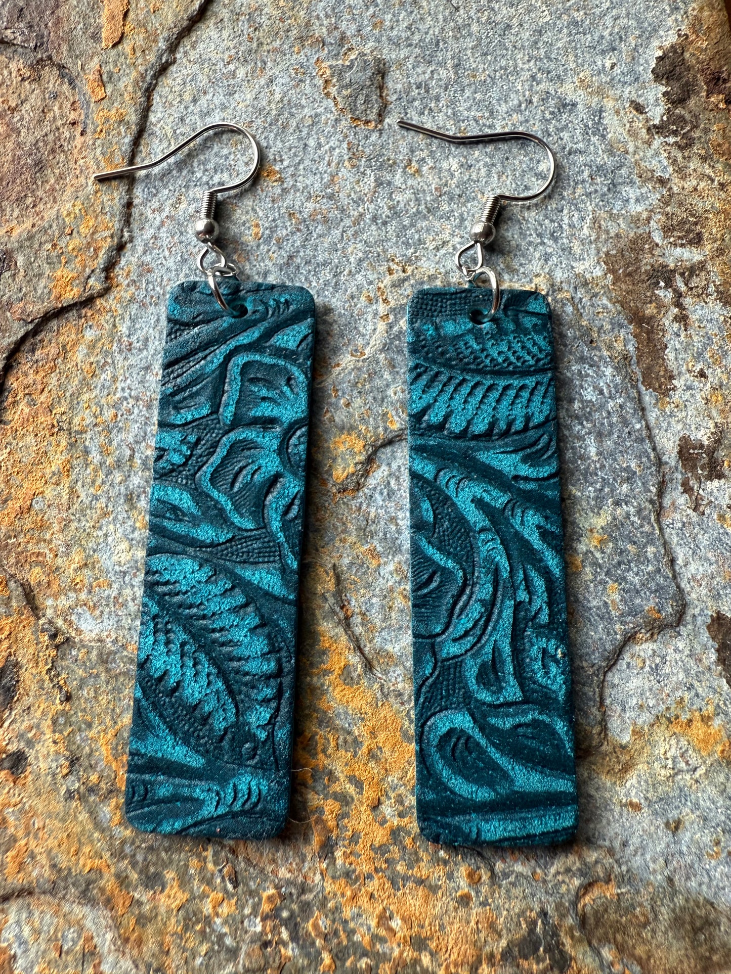 Leather Medium Bar Earrings