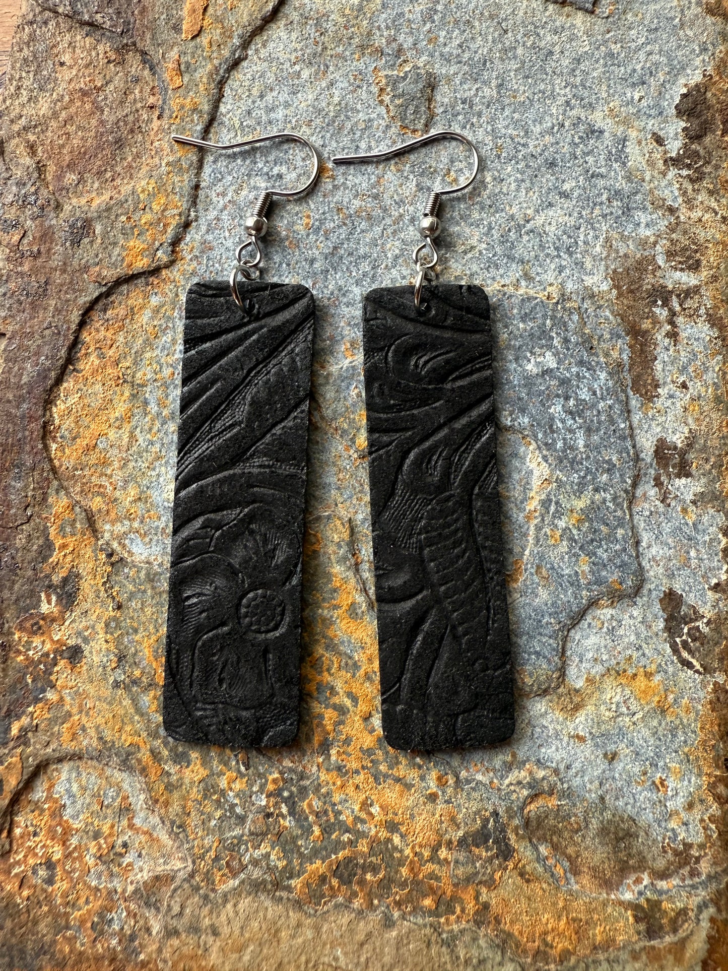 Leather Medium Bar Earrings