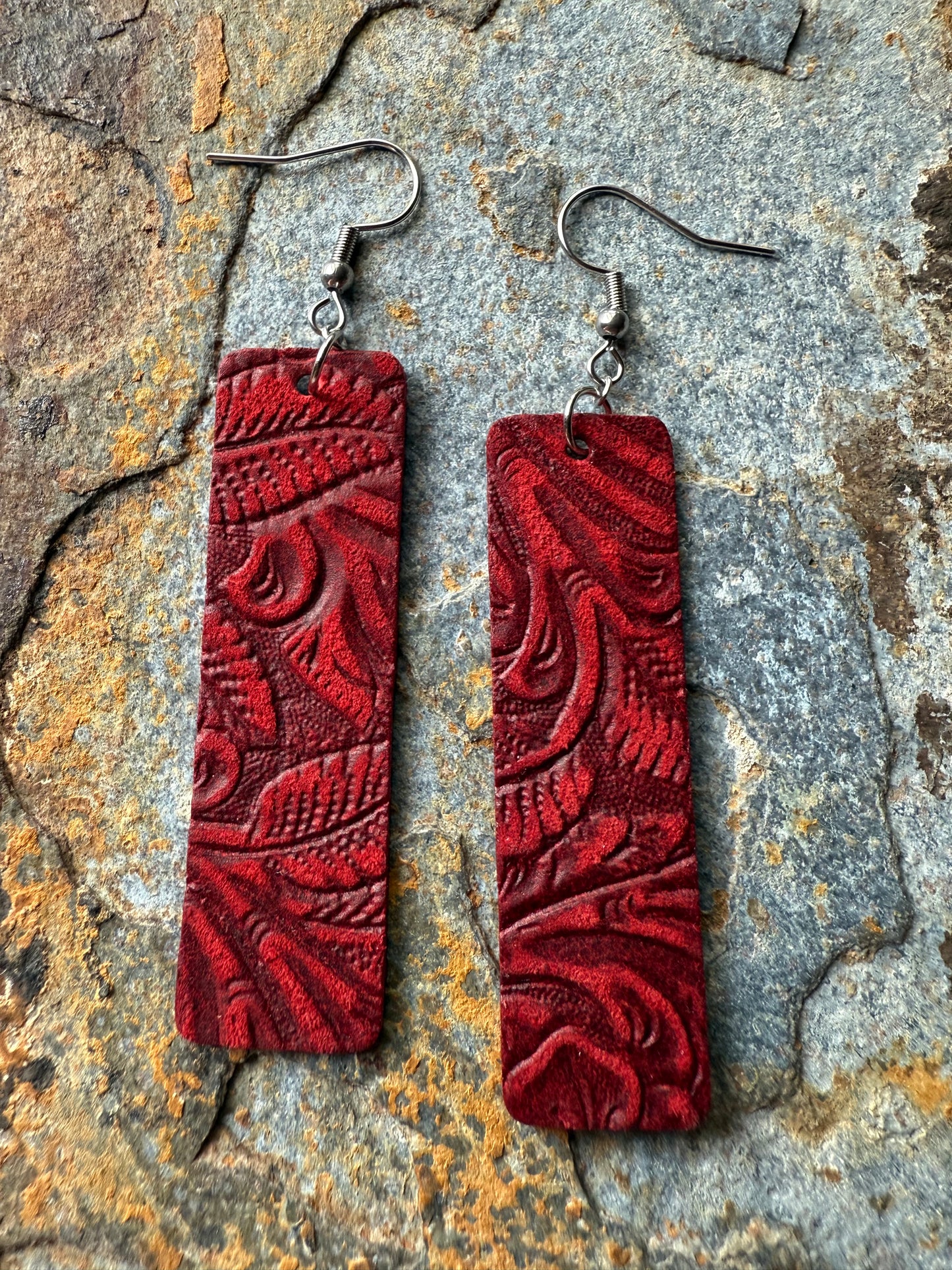 Leather Medium Bar Earrings
