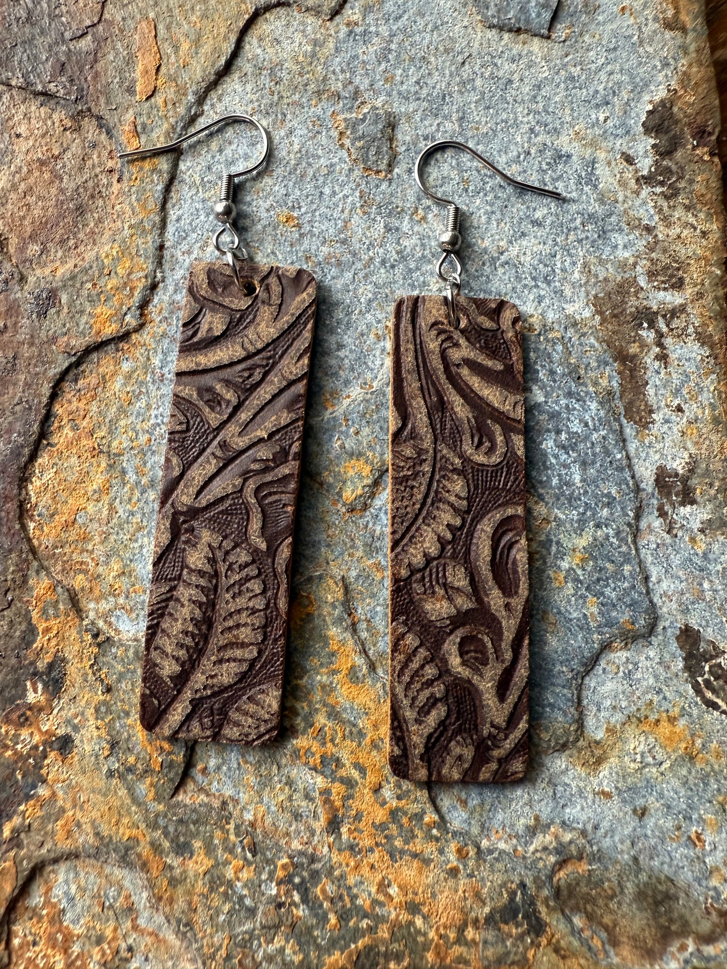 Leather Medium Bar Earrings
