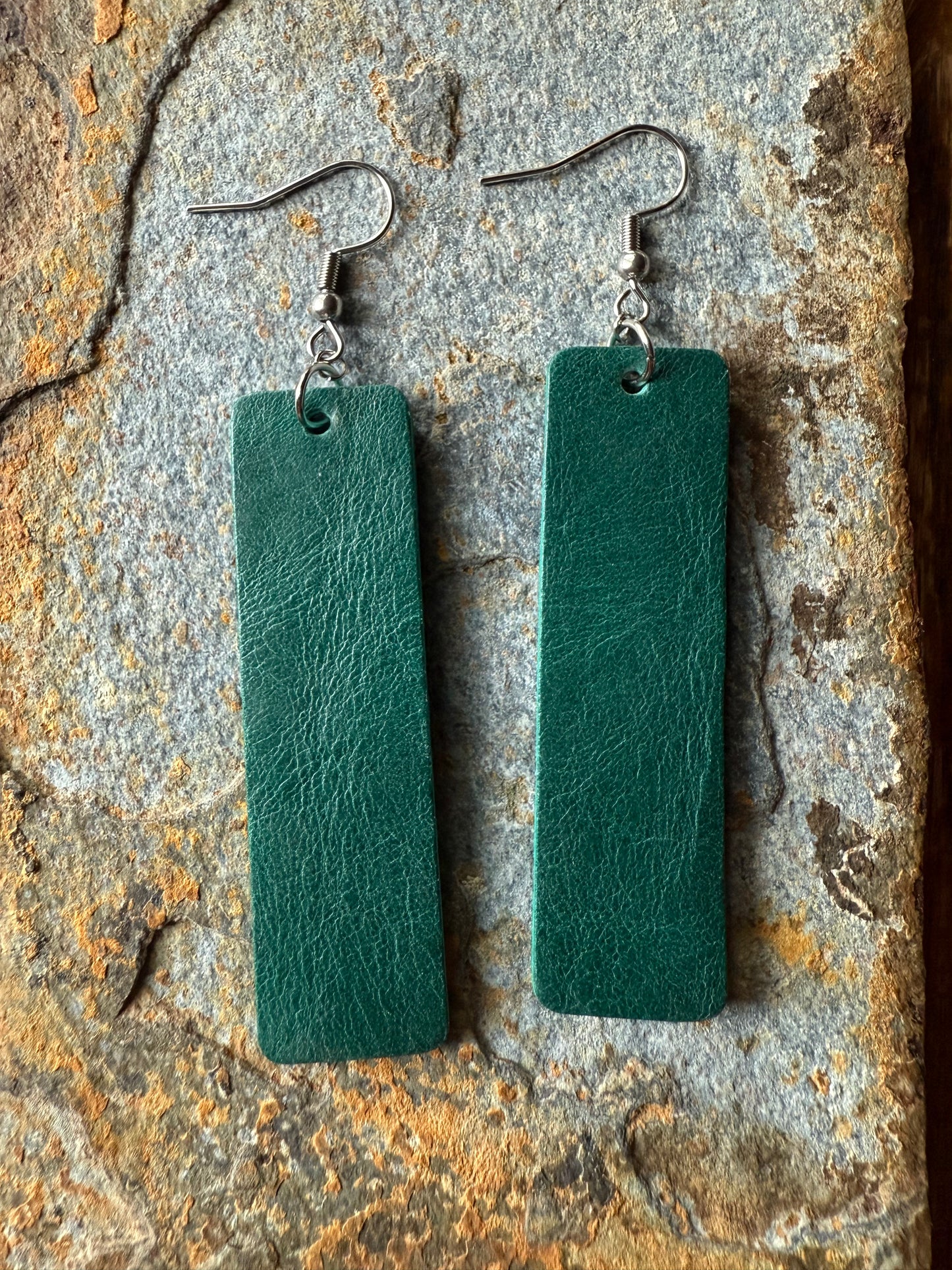 Leather Medium Bar Earrings