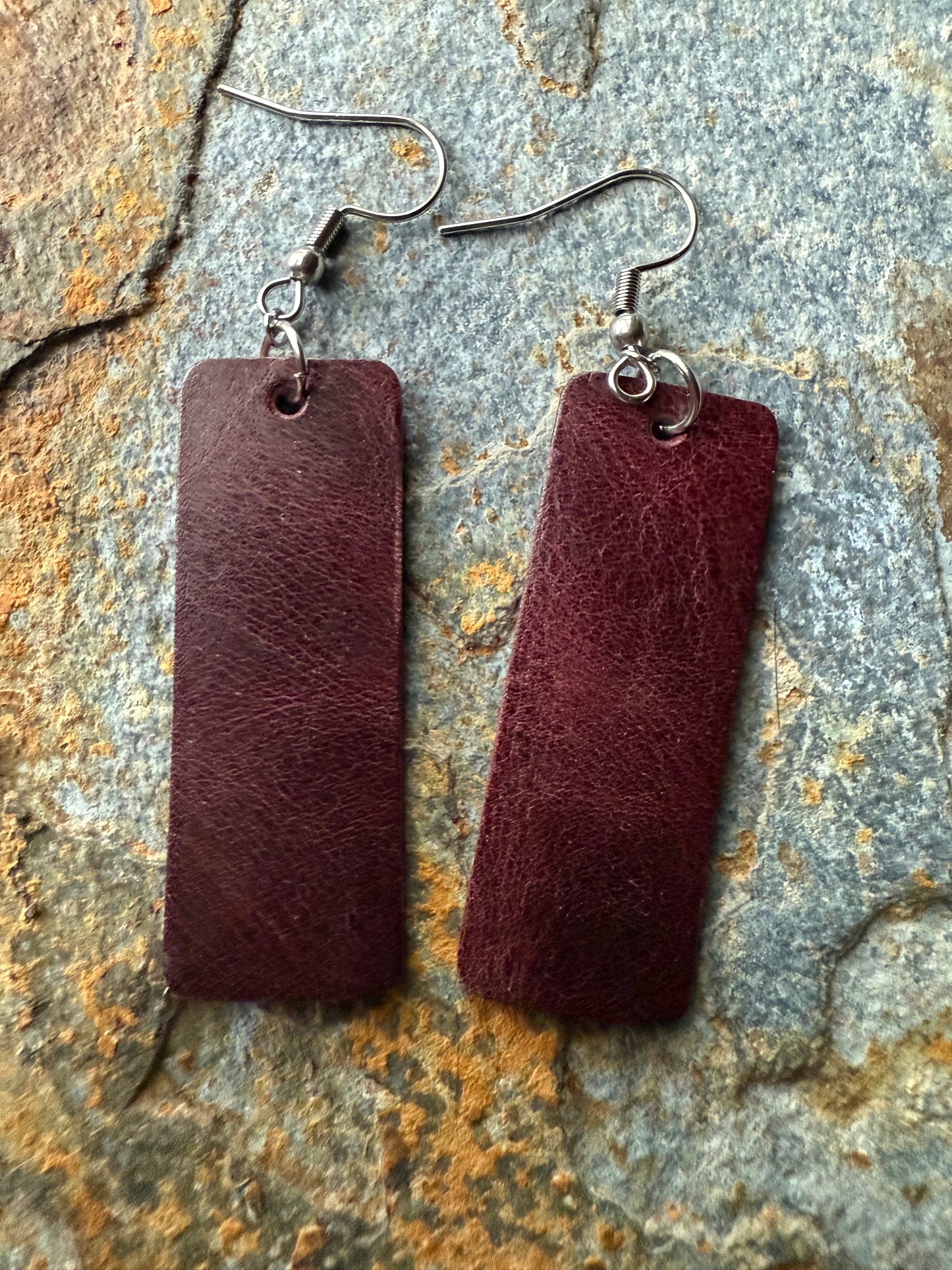 Leather Small Bar Earrings