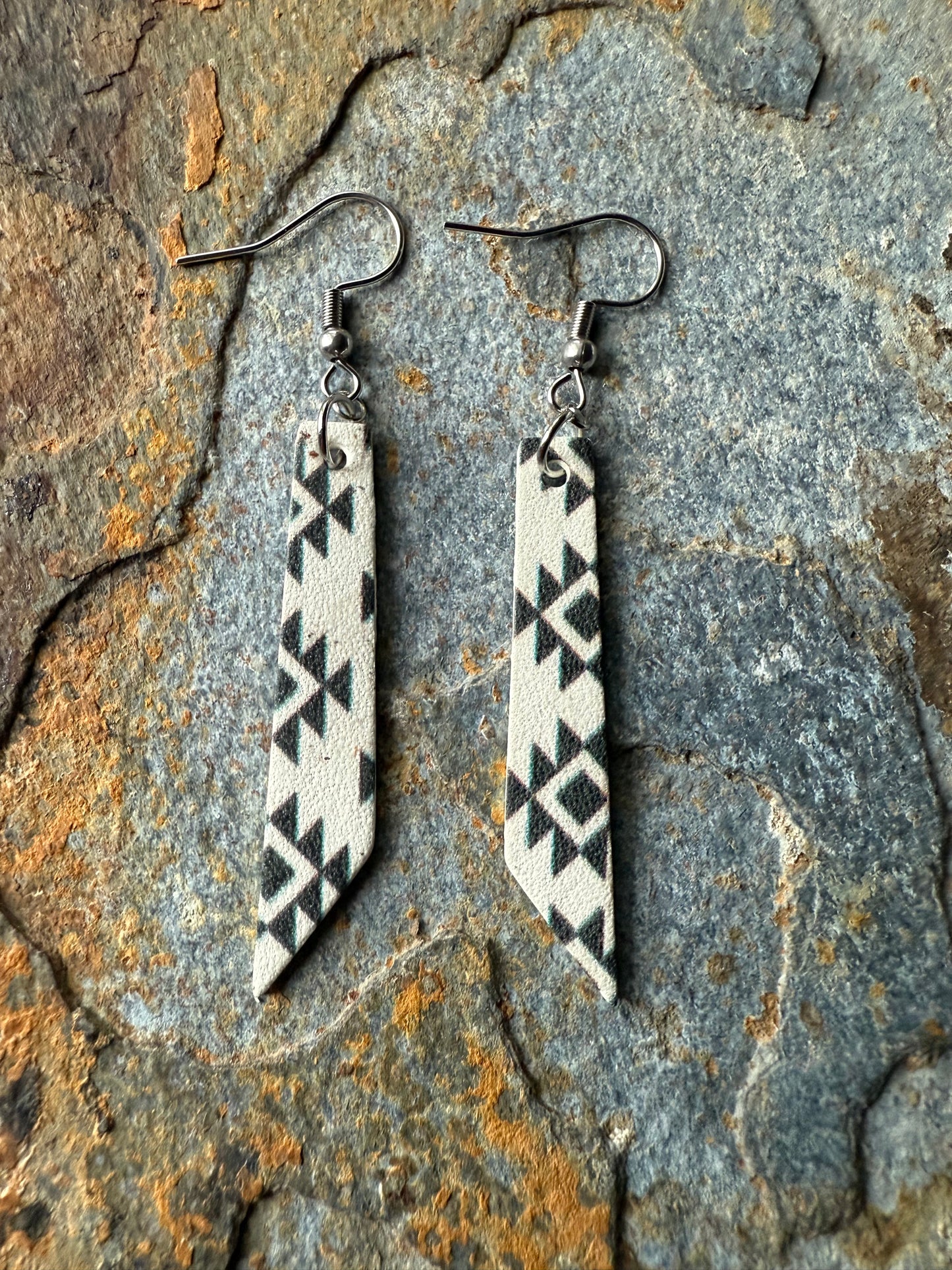 Leather Pointed Bar Earrings