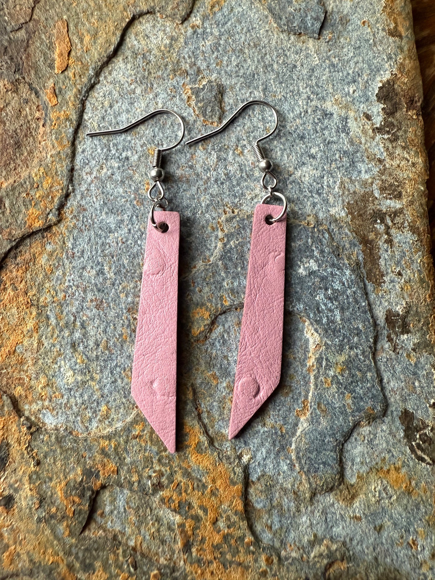 Leather Pointed Bar Earrings