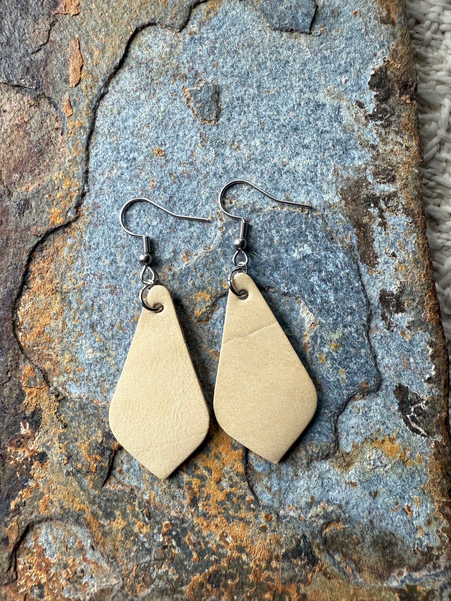 Leather Pointed Teardrop Earrings