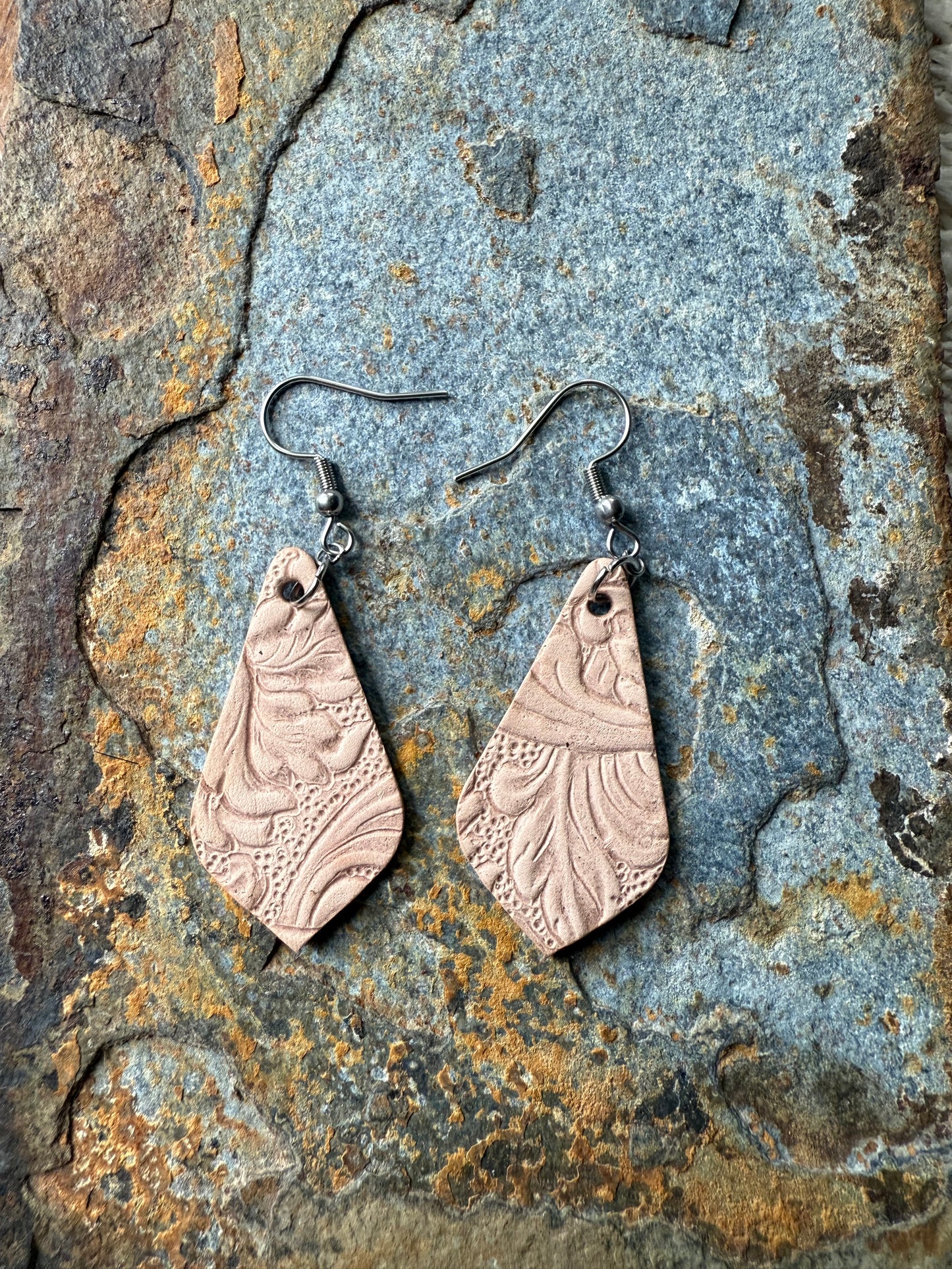 Leather Pointed Teardrop Earrings