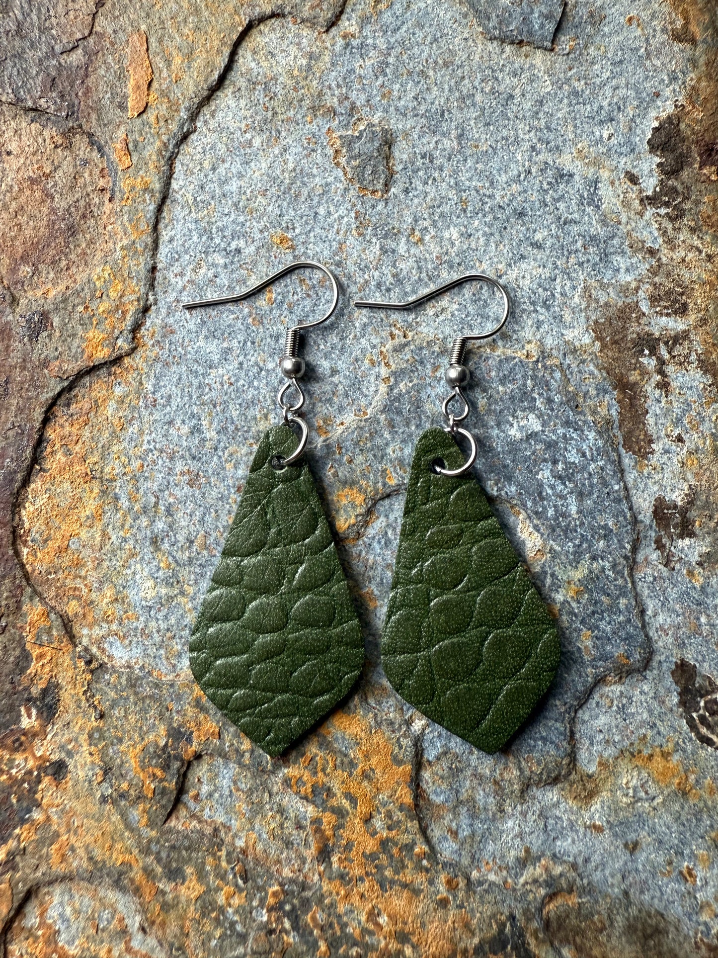 Leather Pointed Teardrop Earrings