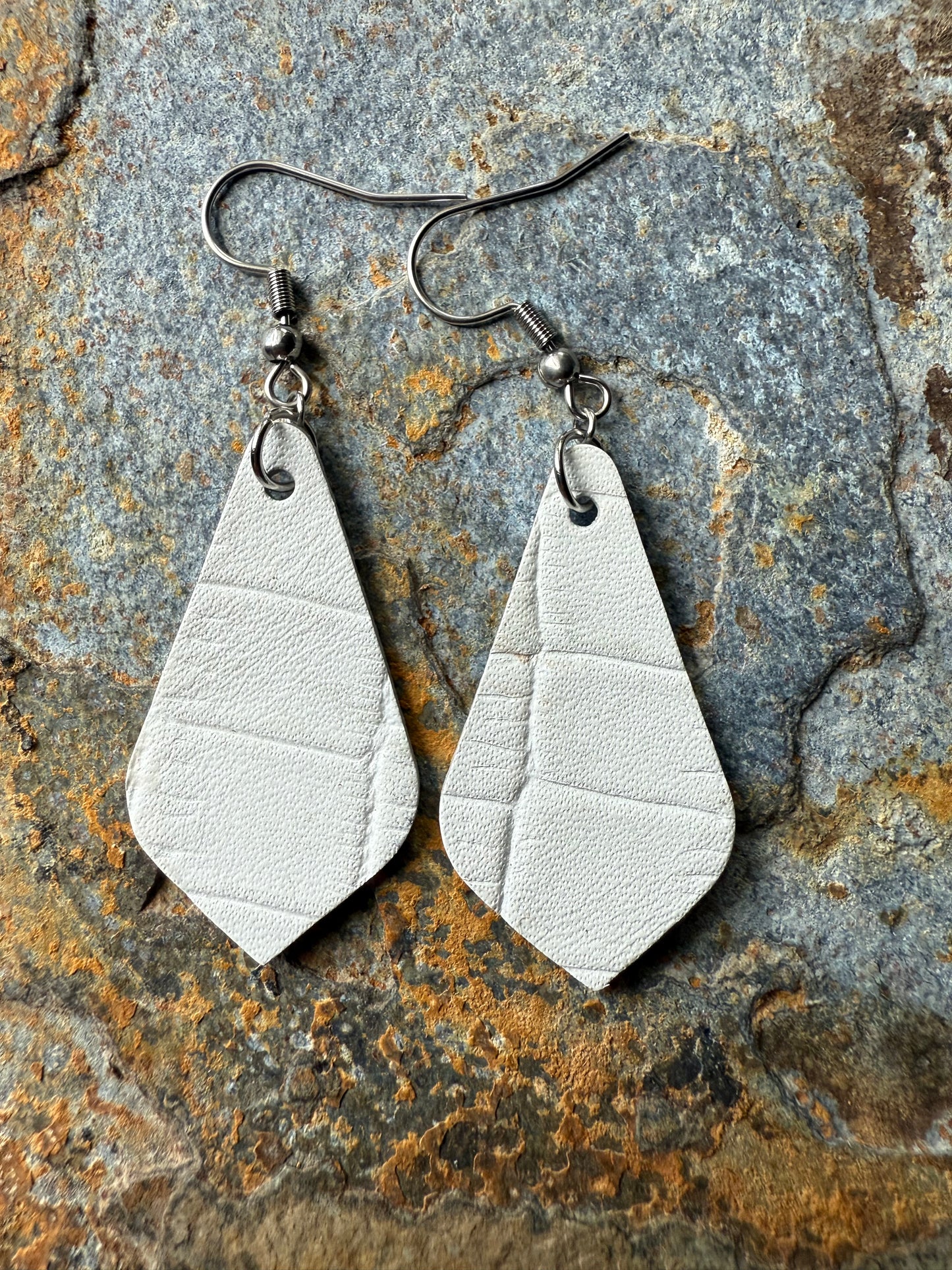 Leather Pointed Teardrop Earrings