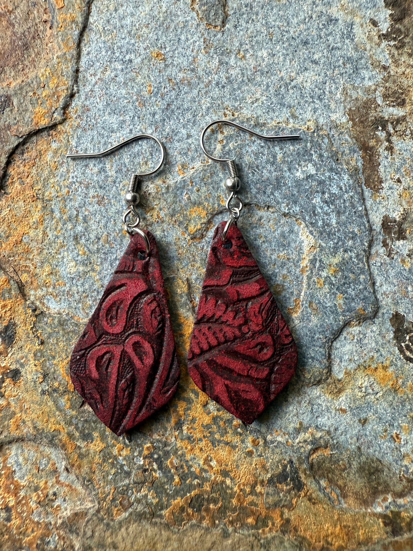 Leather Pointed Teardrop Earrings