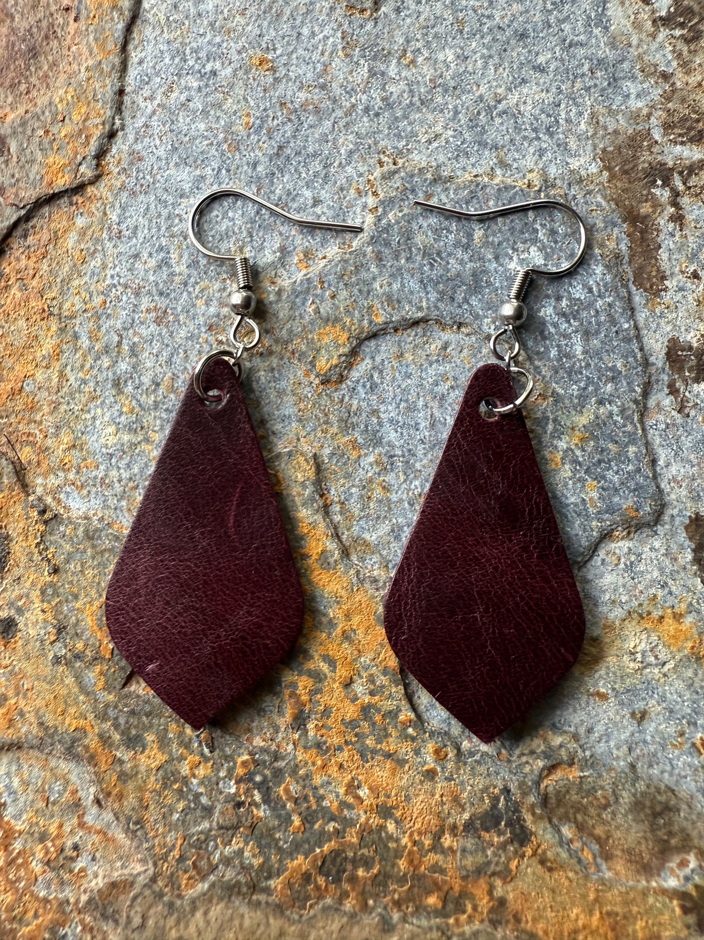 Leather Pointed Teardrop Earrings