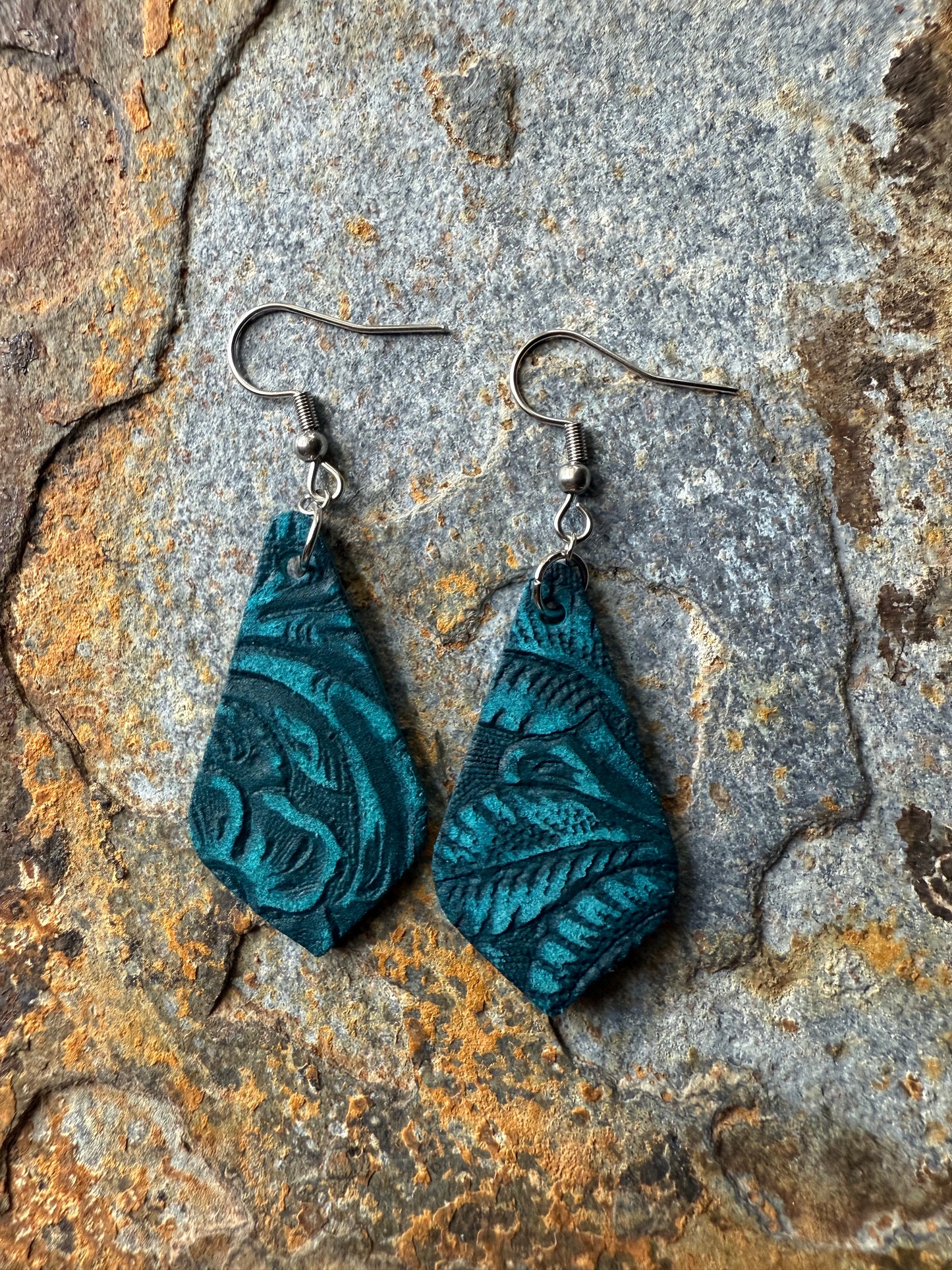 Leather Pointed Teardrop Earrings