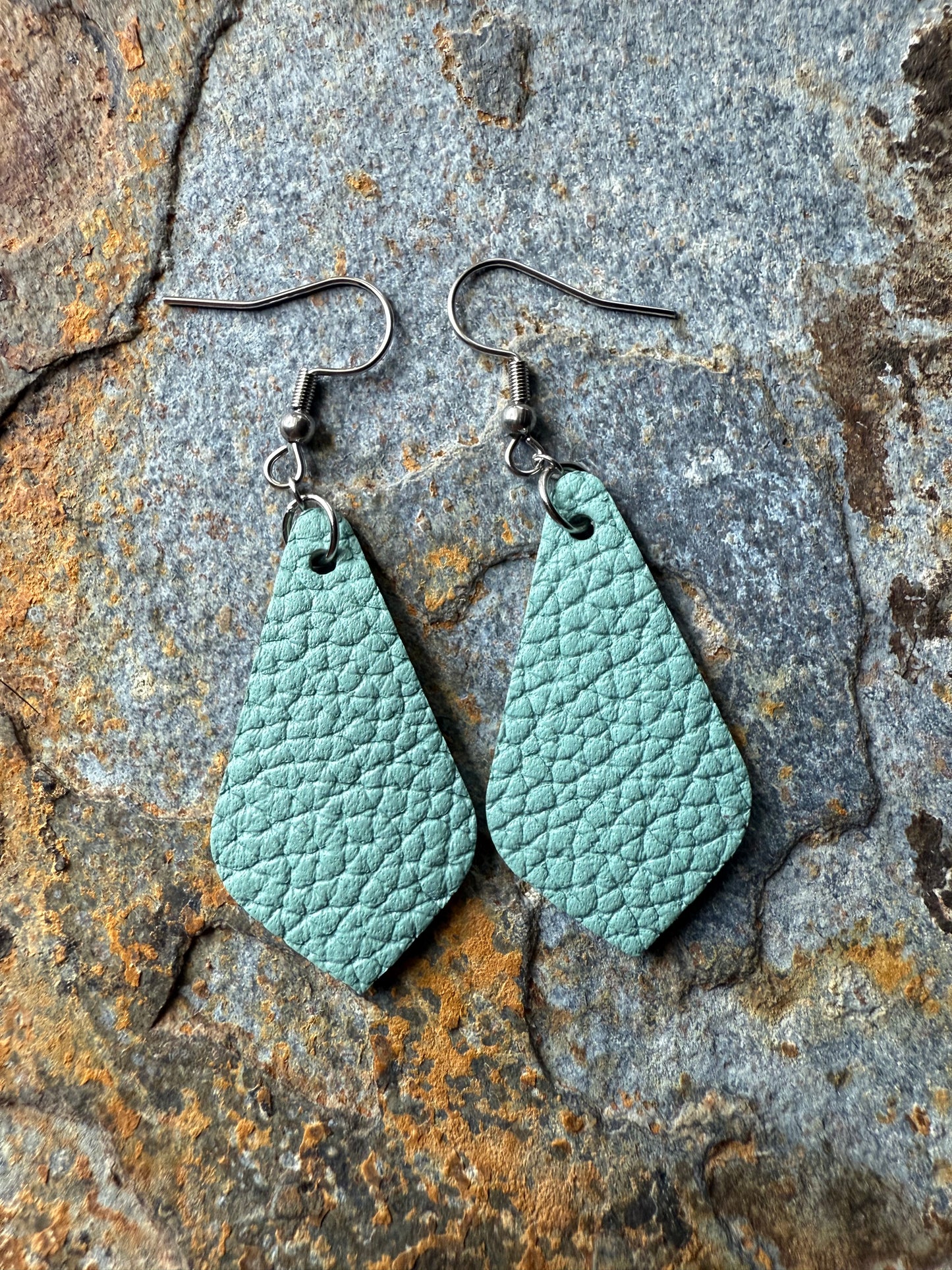 Leather Pointed Teardrop Earrings