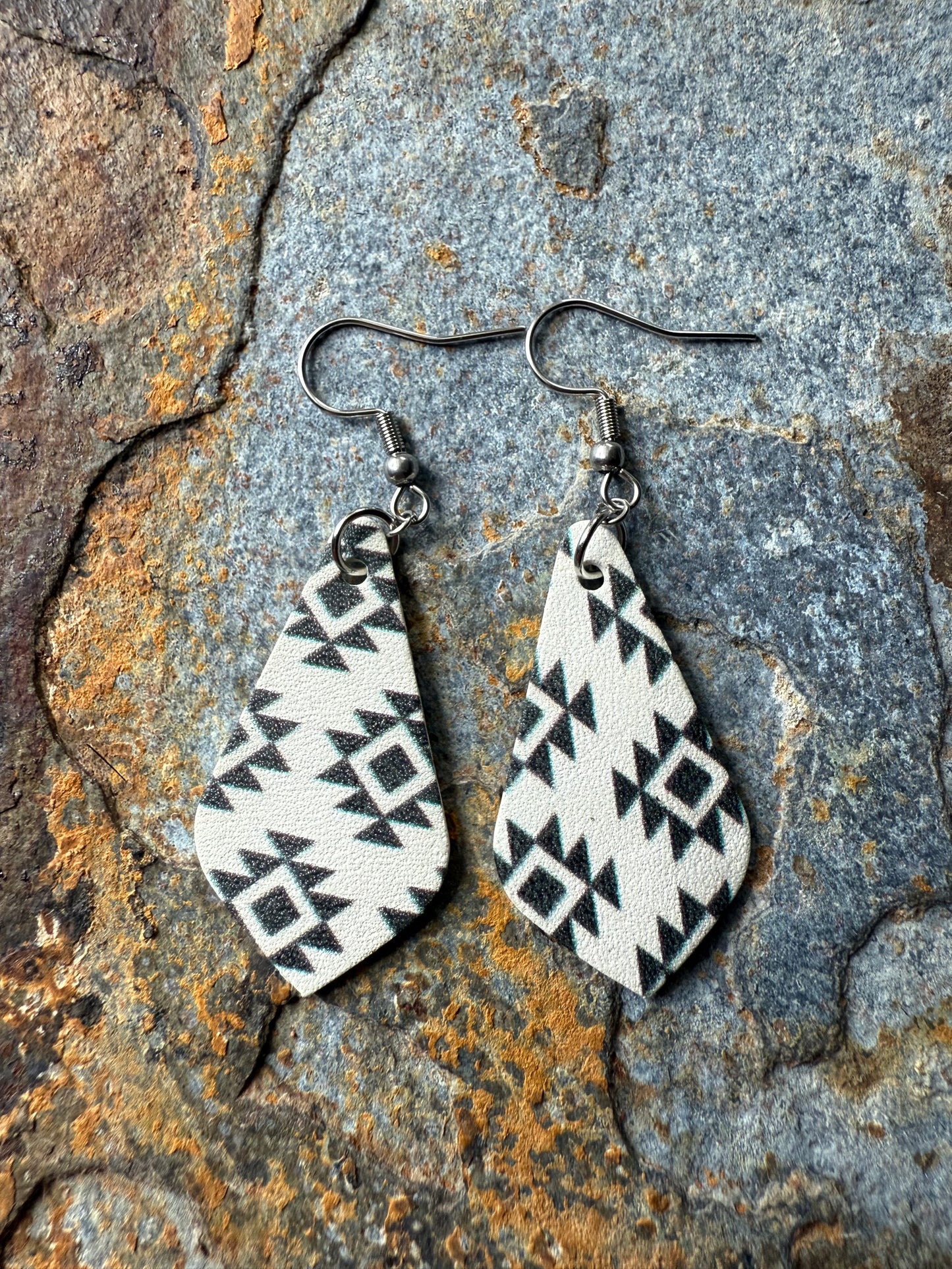 Leather Pointed Teardrop Earrings