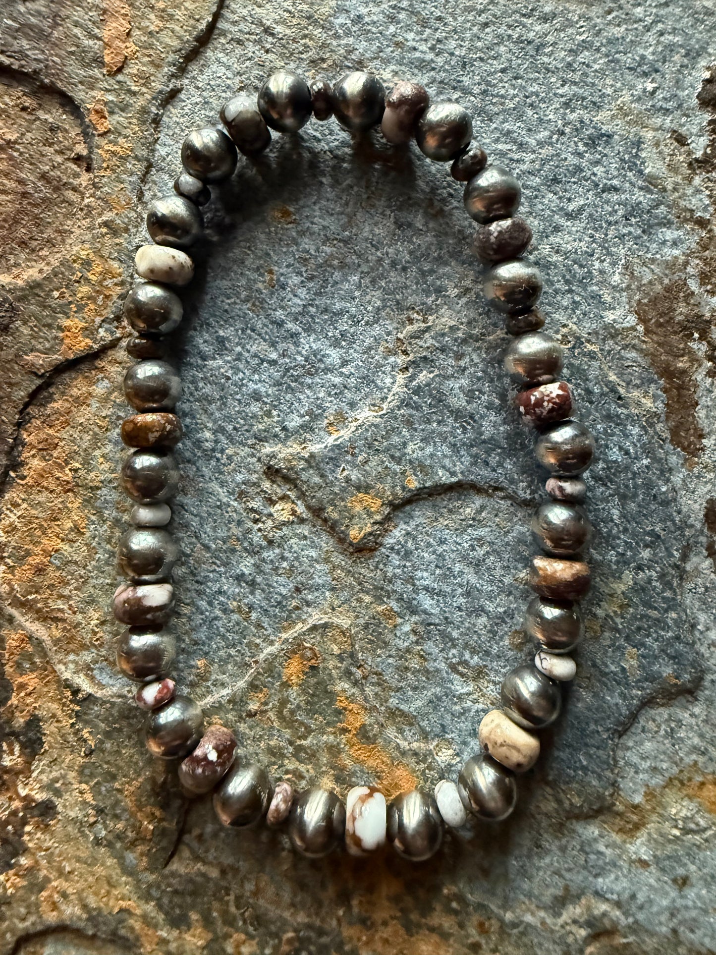 Wild Horse Magnesite Sterling Silver Pearl Bracelet