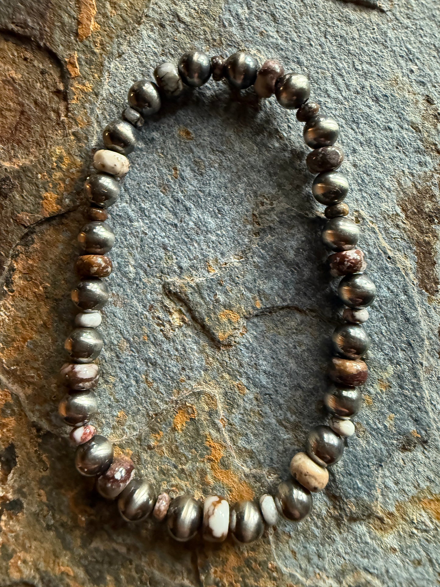 Wild Horse Sterling Silver Pearl beaded bracelet