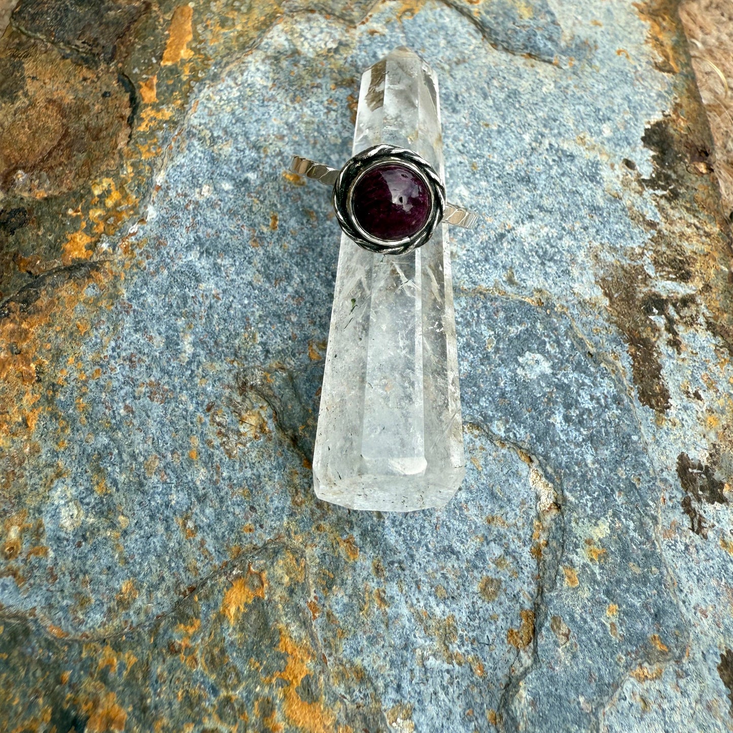 Purple Spiny oyster sterling silver ring