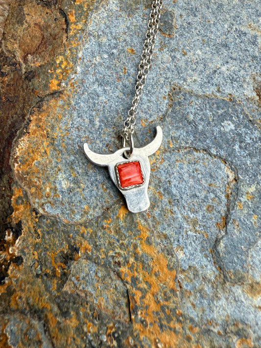 Silver Steer Head Pendant
