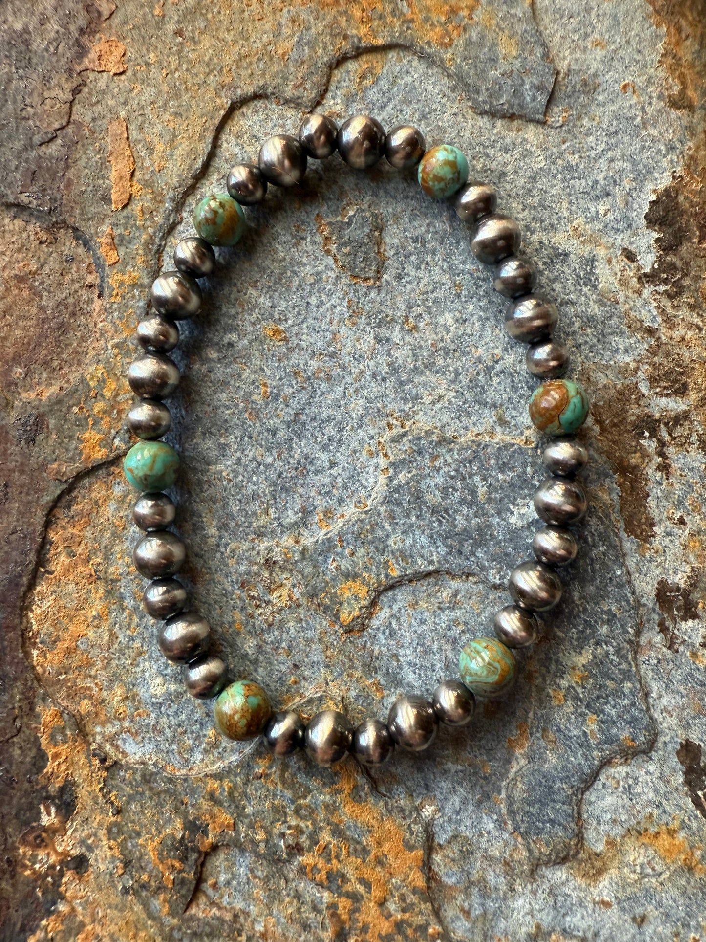 Kingman Turquoise Sterling Silver Pearl Bracelet
