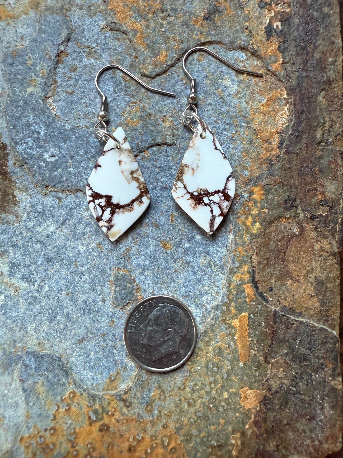 Wild Horse Magnesite Slab Pointed Teardrop Earrings