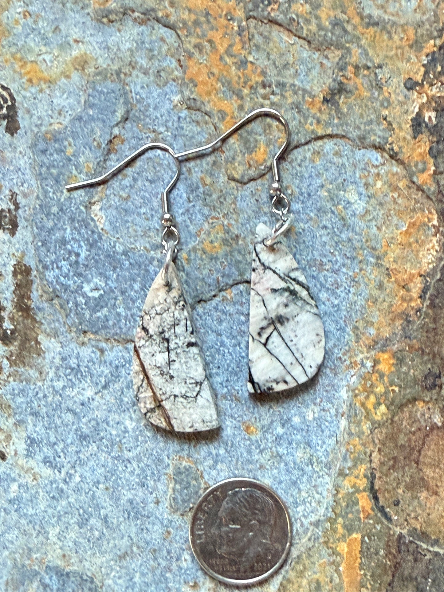 White Buffalo Slab Teardrop Earrings