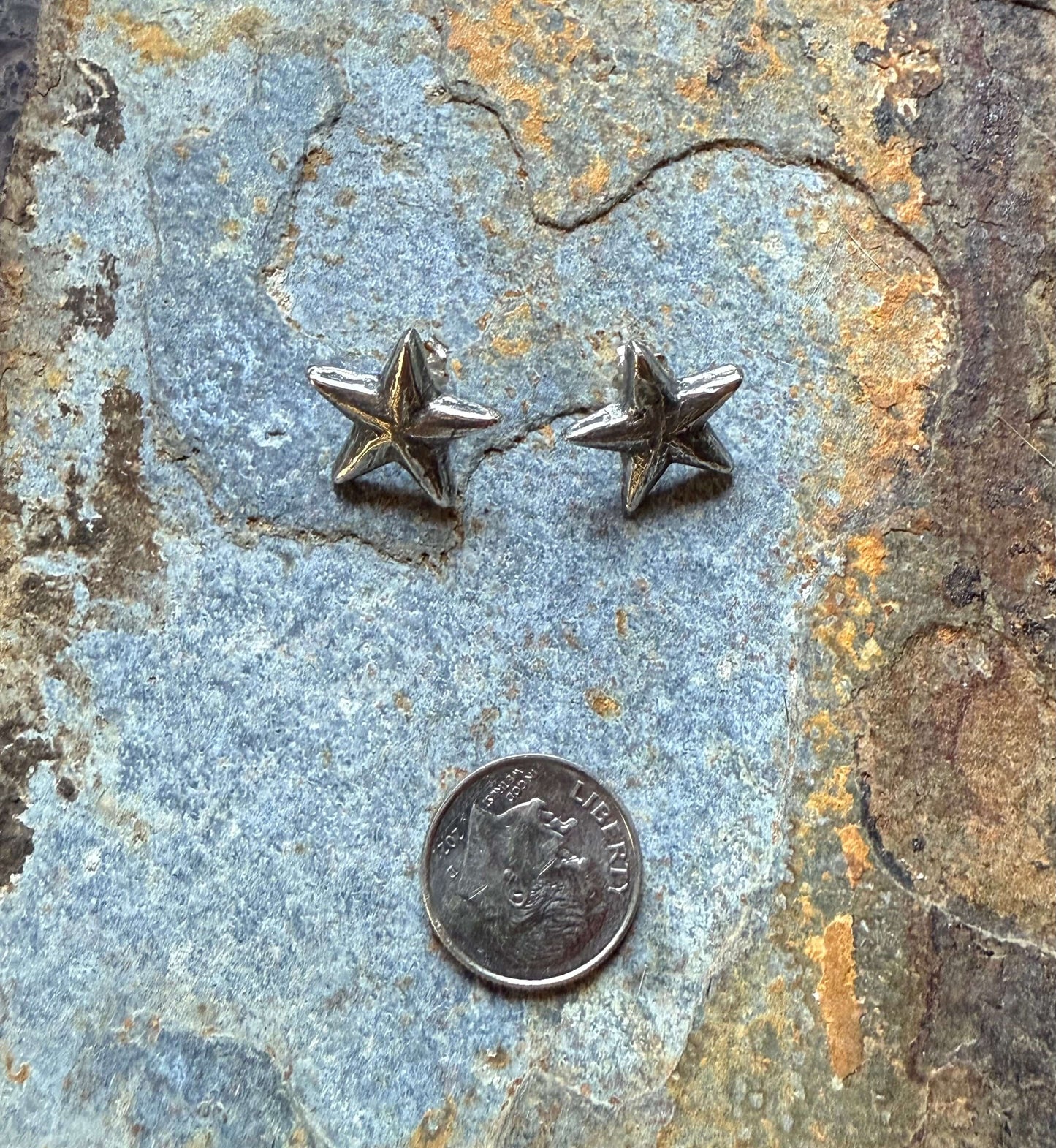 Silver Rustic Star Post Earrings