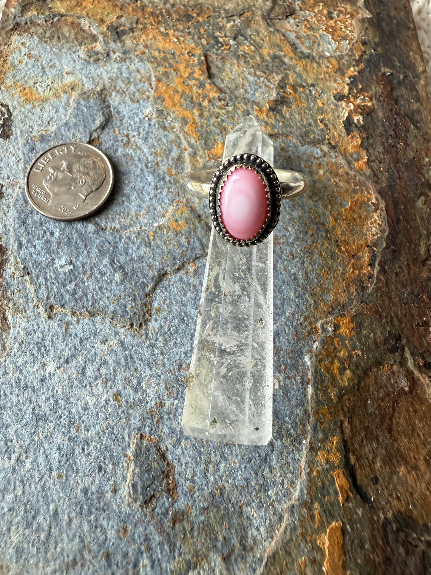 Sterling Silver Pink Conch Shell Ring