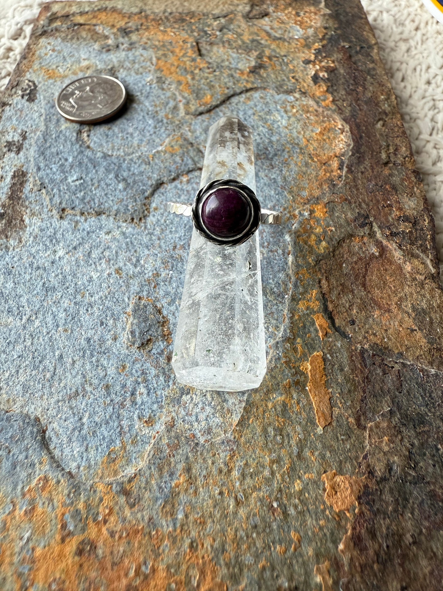 Purple Spiny Oyster Sterling Silver Ring