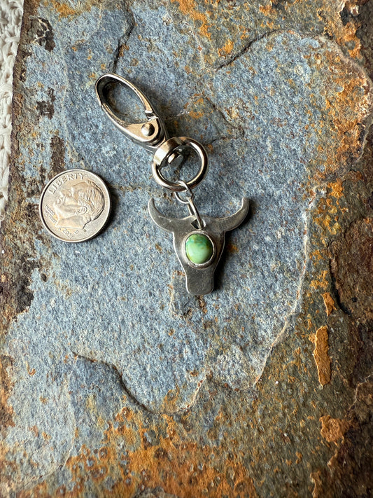 Silver Steer Head Keychain