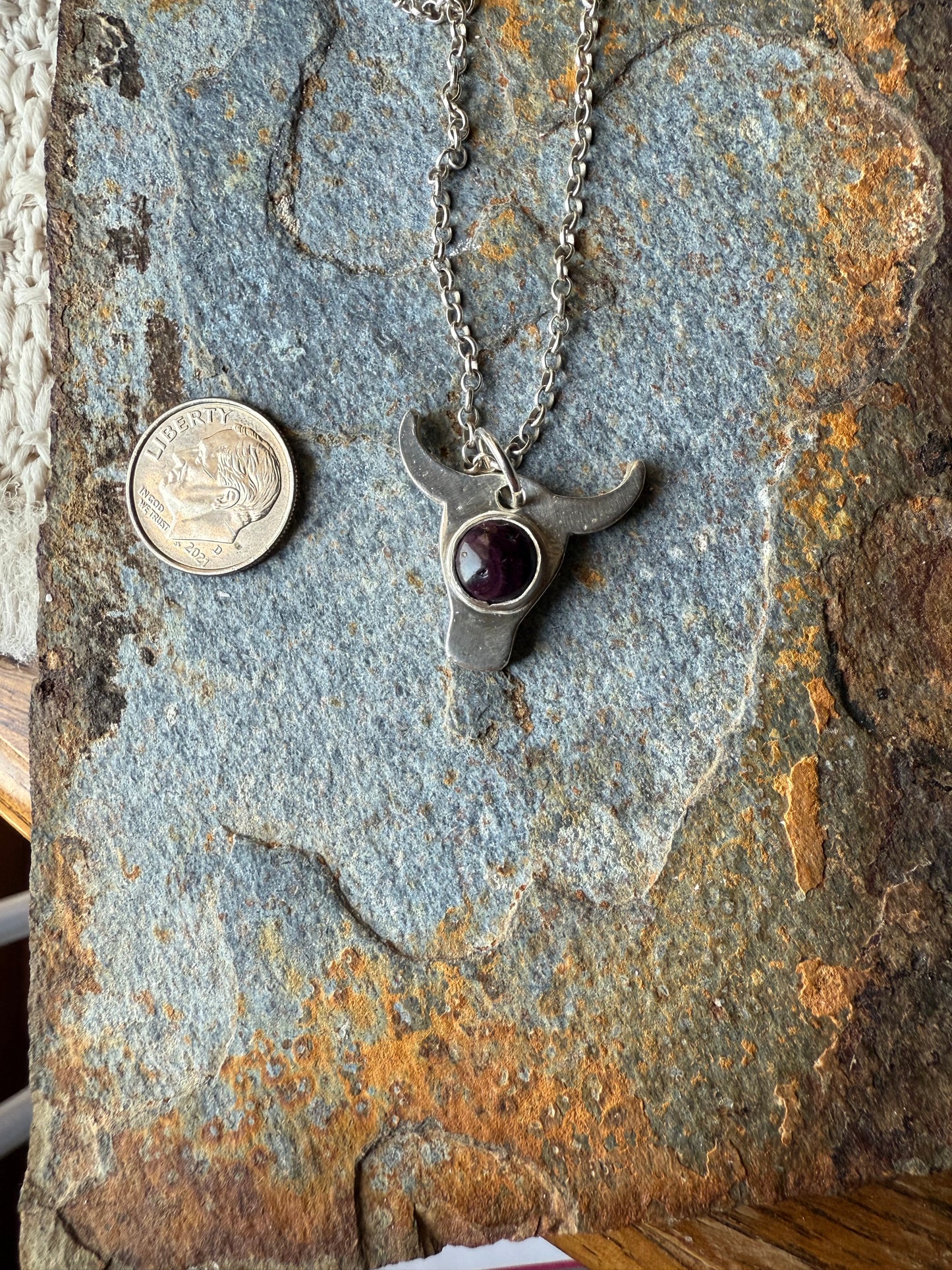 Silver Steer Head Pendant