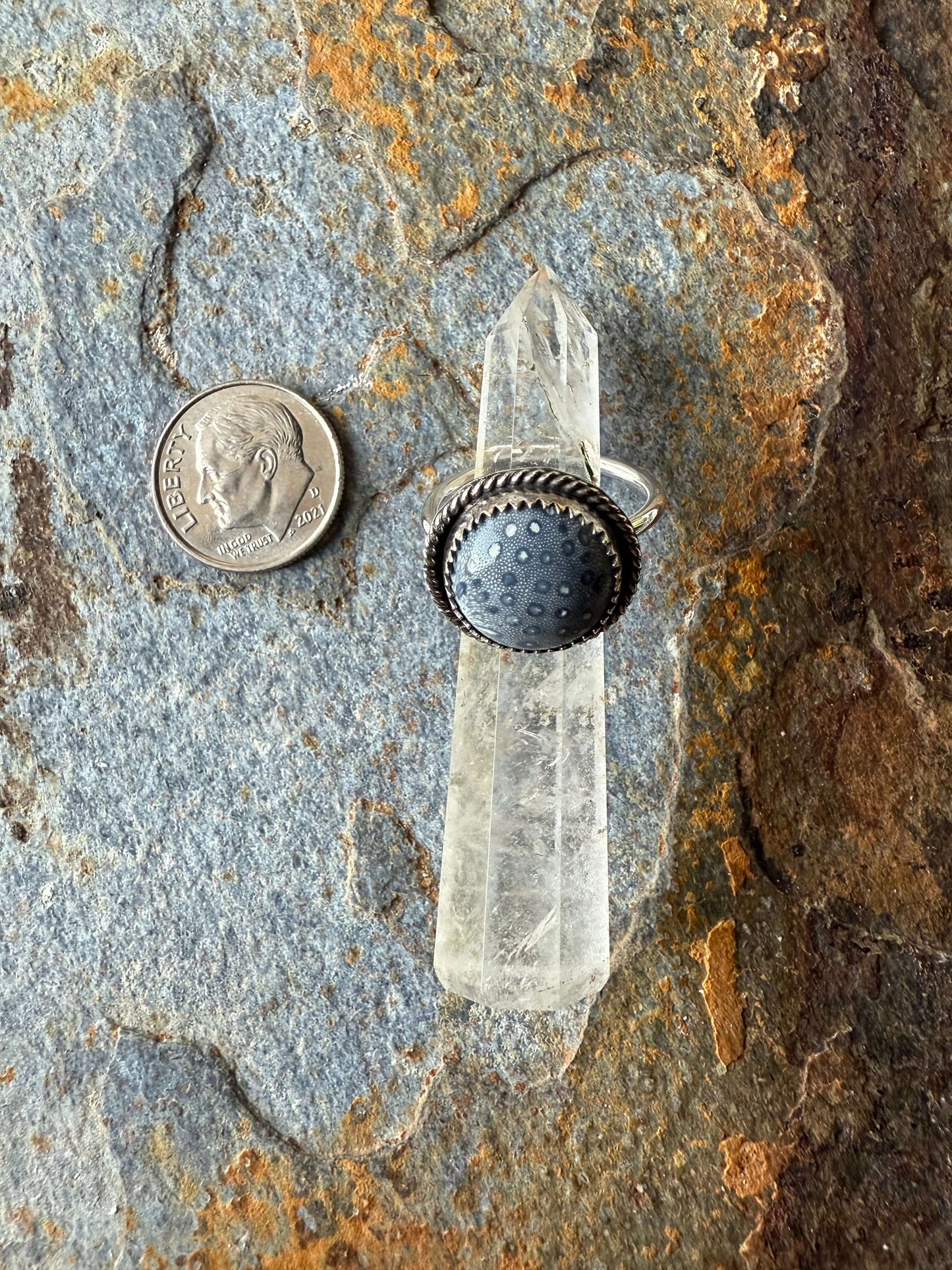 Blue Sponge Coral Sterling Silver Ring Coral Gem Sterling Silver Ring