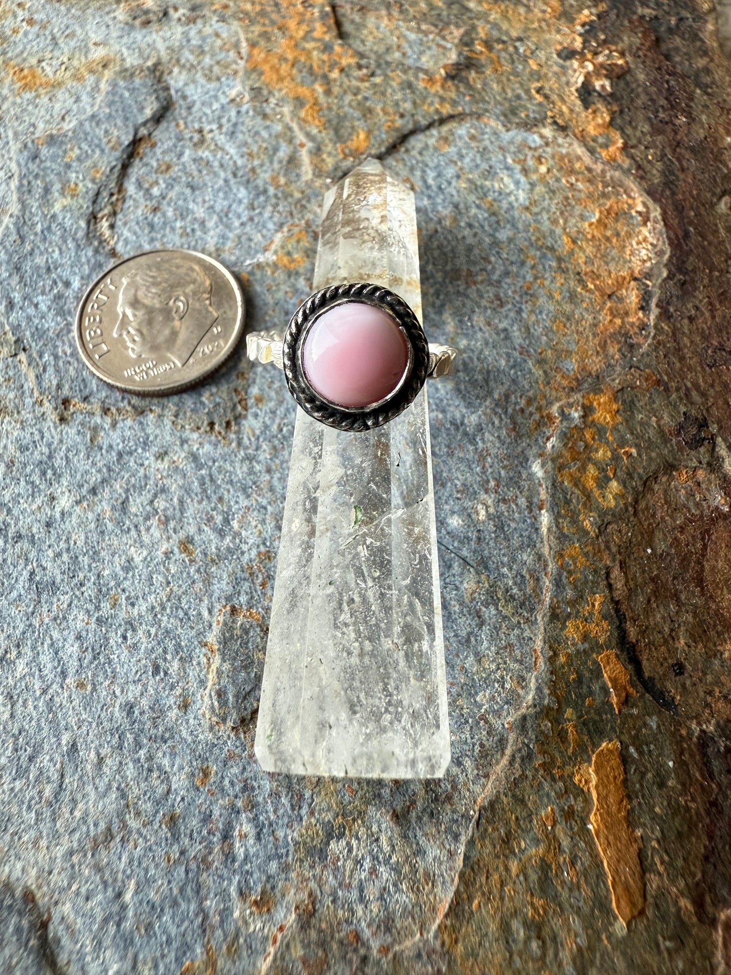 Sterling Silver Pink Conch Shell Ring