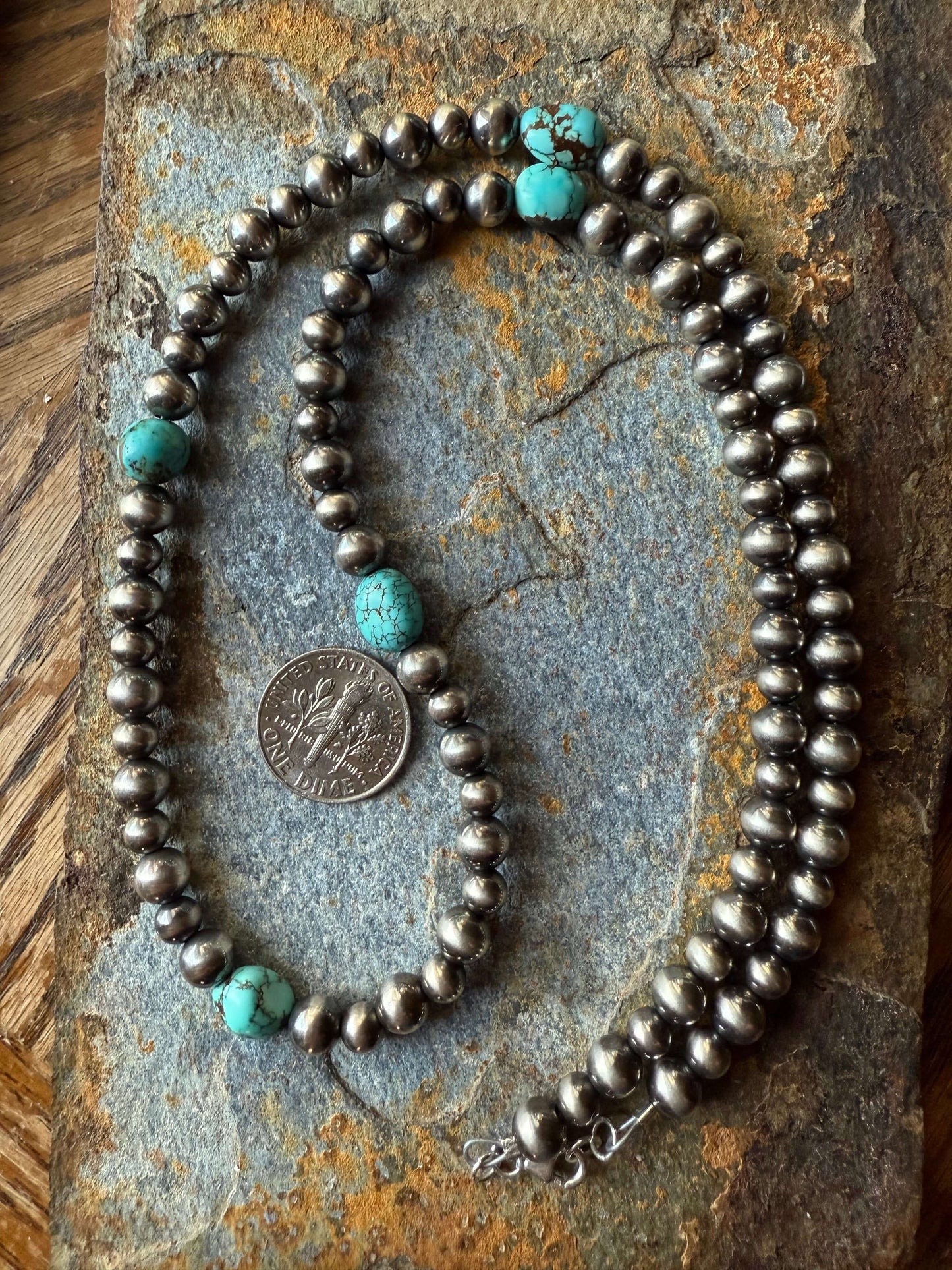 Number 8 Turquoise Pearls Necklace Turquoise Pearl Elegance Necklace