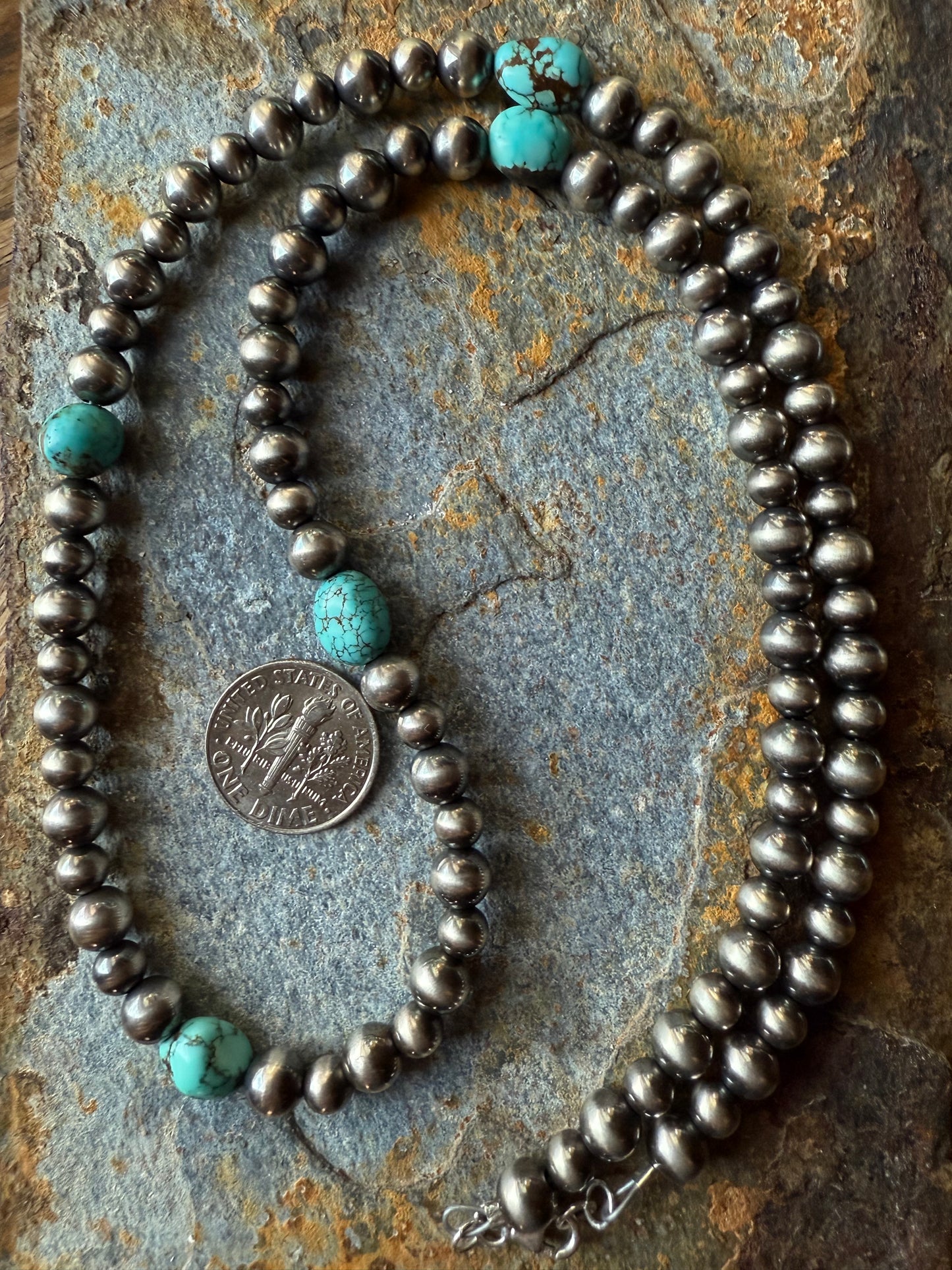 Number 8 Turquoise Pearls Necklace