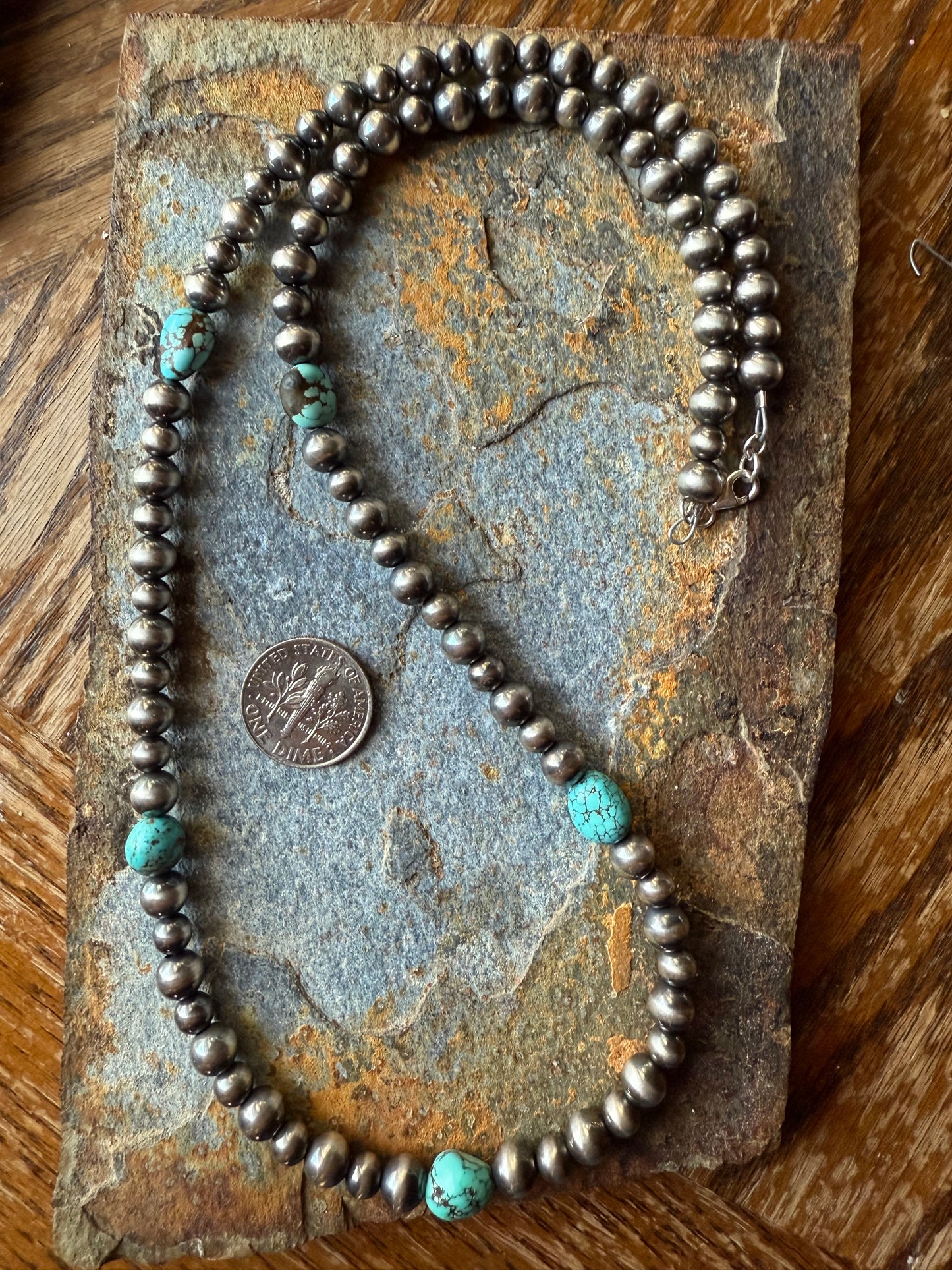 Number 8 Turquoise Pearls Necklace