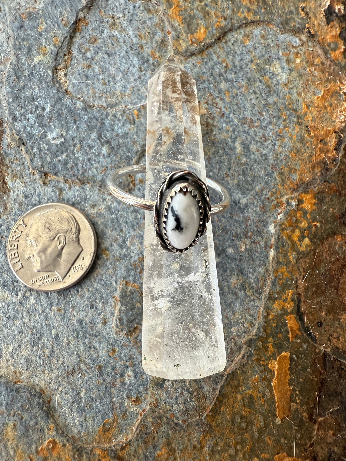 Sterling Silver White Buffalo Ring