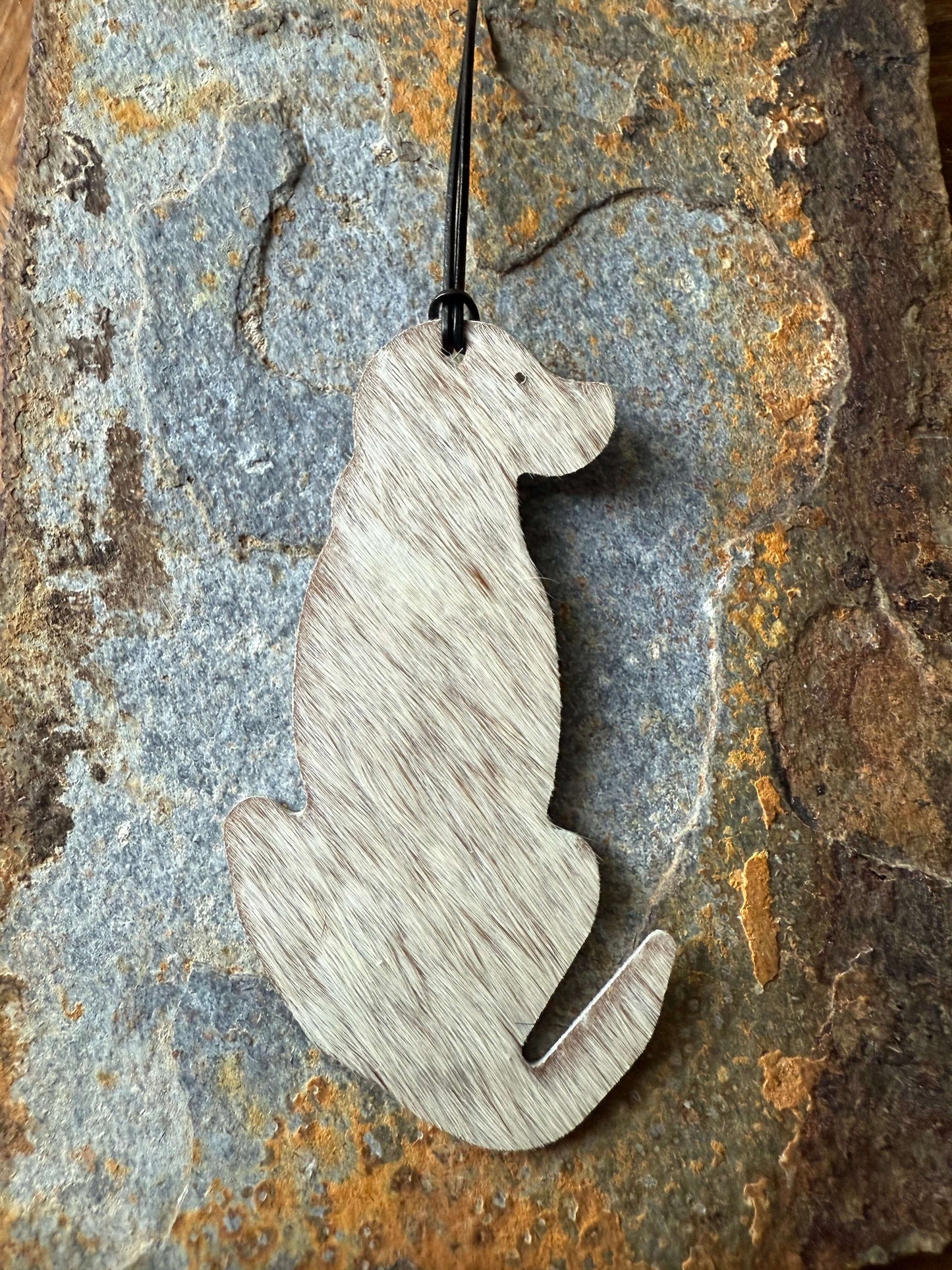 Hair on cowhide dog silhouette ornaments Cowhide Dog Silhouette Gift