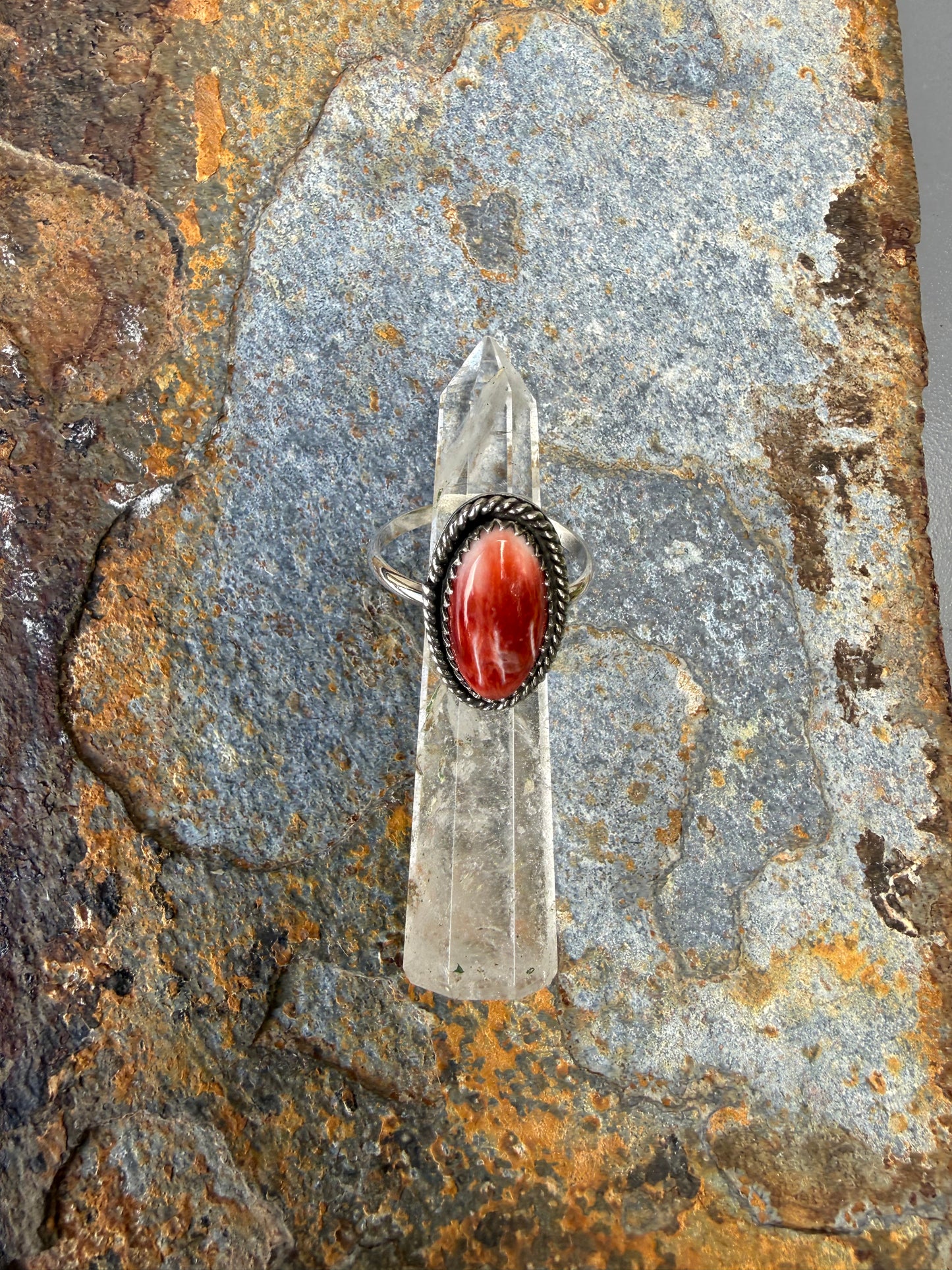 Red Spiny Oyster Sterling Silver Ring