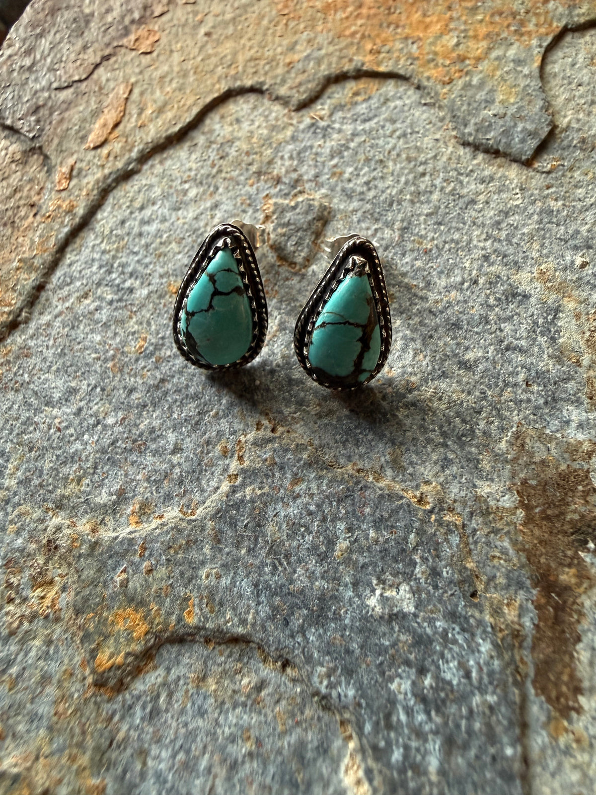 Blue Moon Turquoise Teardrop Post Earrings