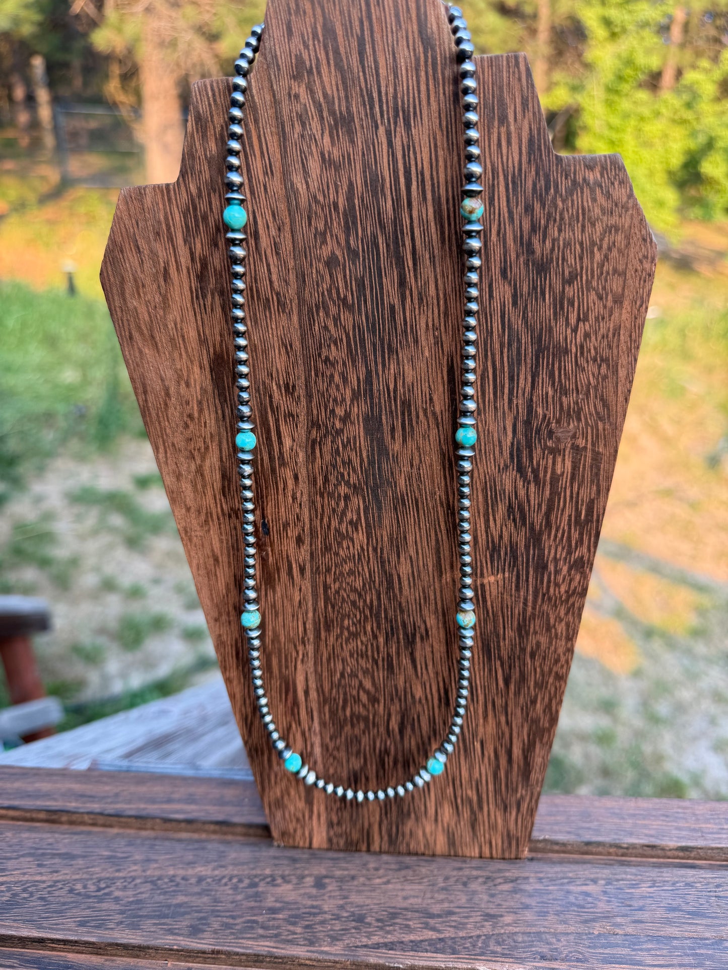 Kingman Turquoise Pearl Necklace 18 inches