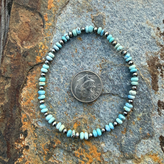 Golden Hills Turquoise Mini Rondel Beaded Pearl Bracelet