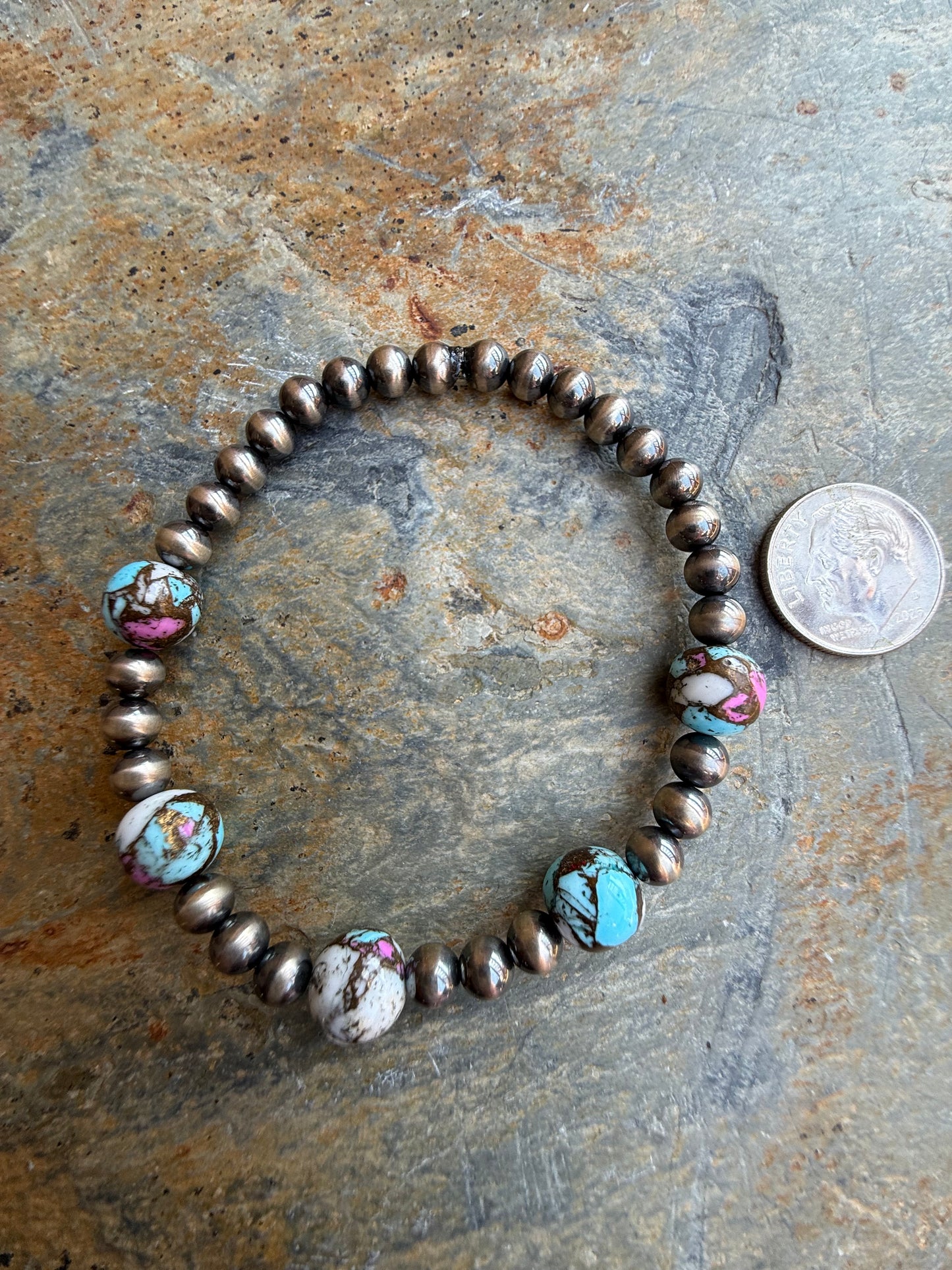 Cotton Candy Dahlia Sterling Silver Pearl Bracelet