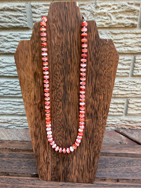 Red Spiny Oyster Sterling Silver Pearls Necklace