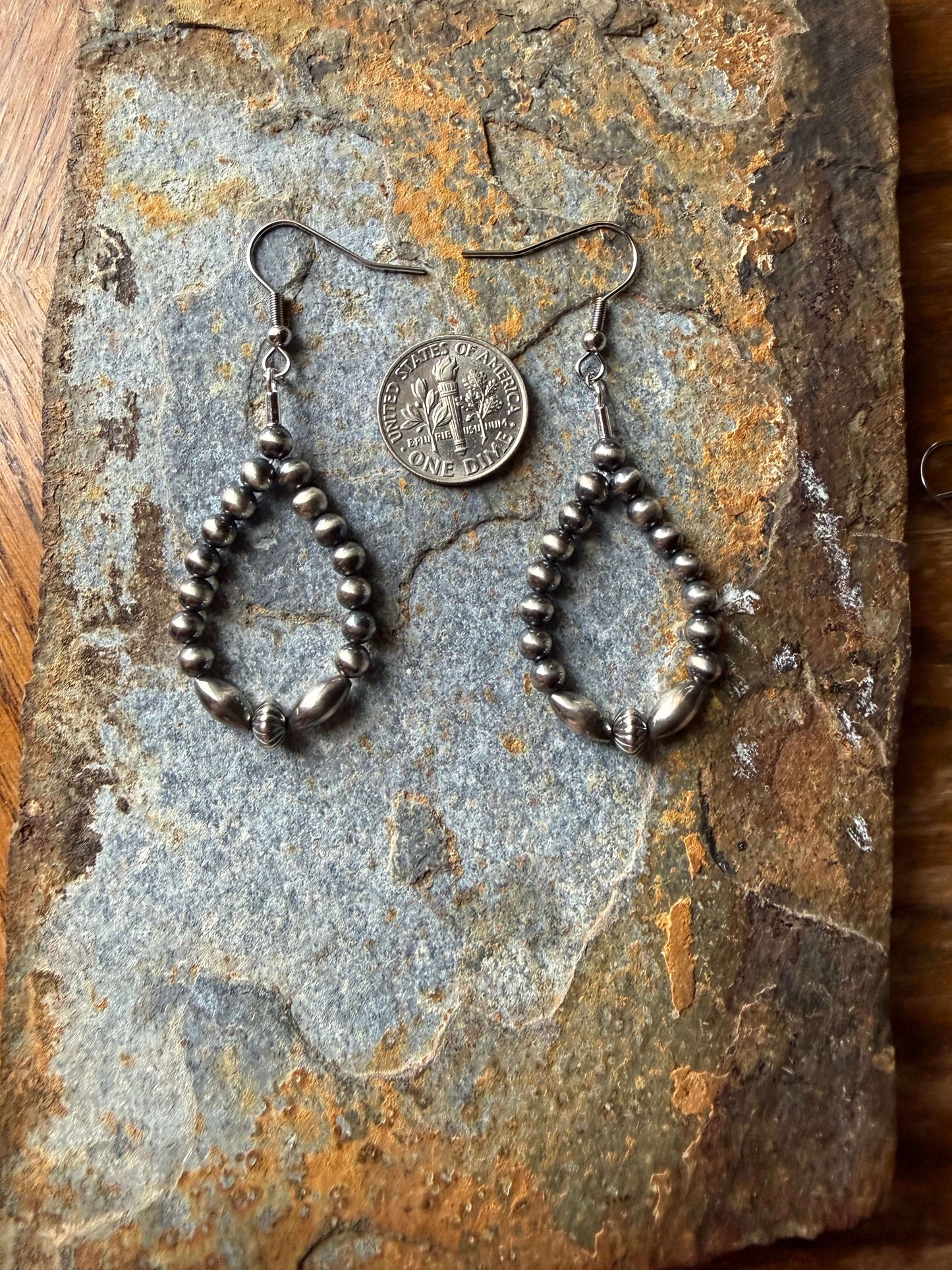 Sterling Silver Pearl Pointed Teardrop Earrings