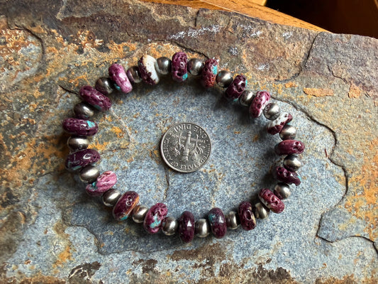 Purple Spiny Oyster Turquoise Pearl Bracelet