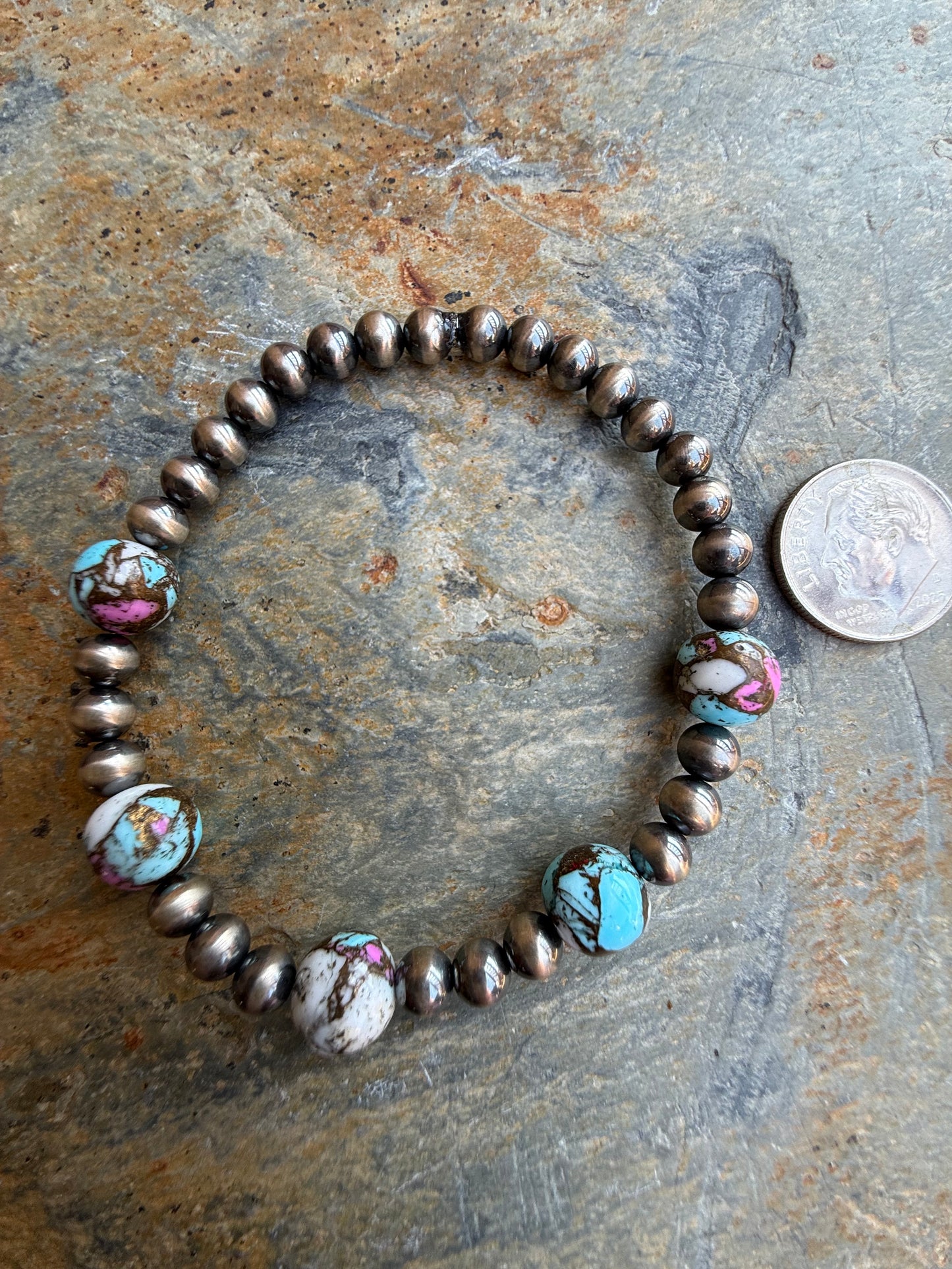 Cotton Candy Dahlia Sterling Silver Pearl Bracelet