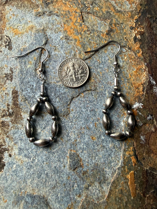 Sterling Silver Pearl Torpedo Teardrop Earrings