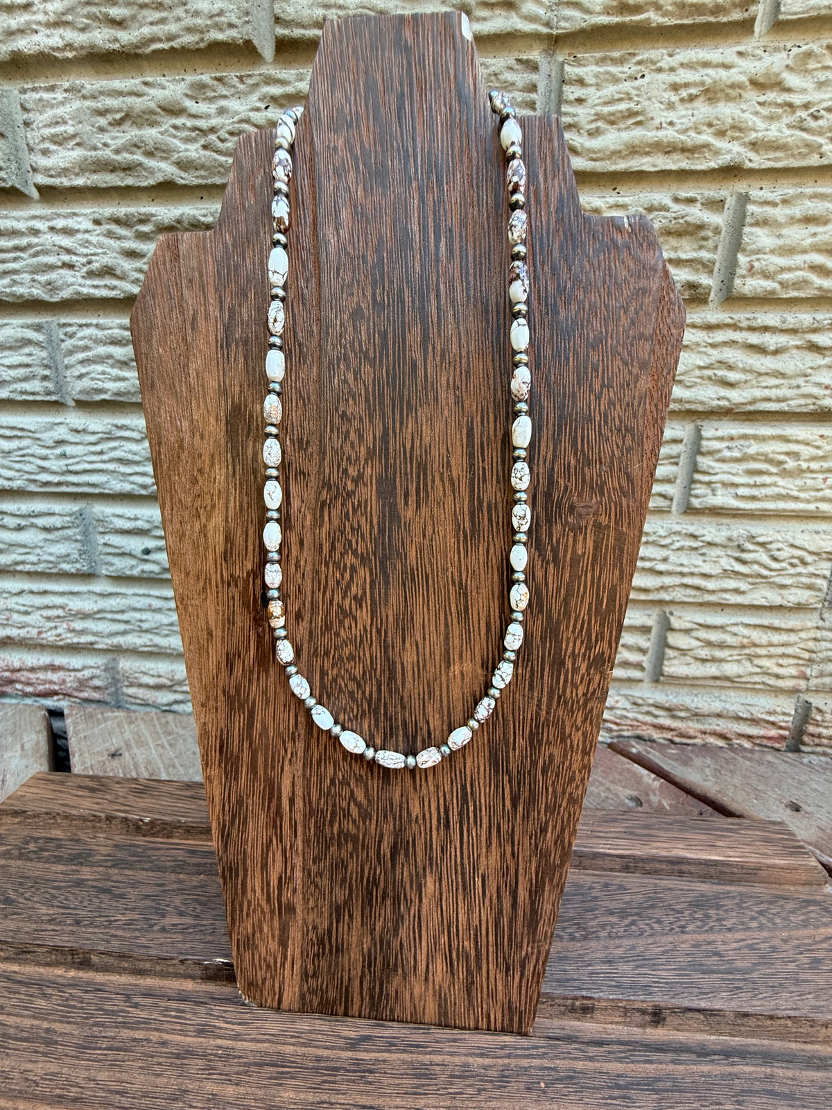 Wild Horse Rice Bead Sterling Silver Pearls Necklace